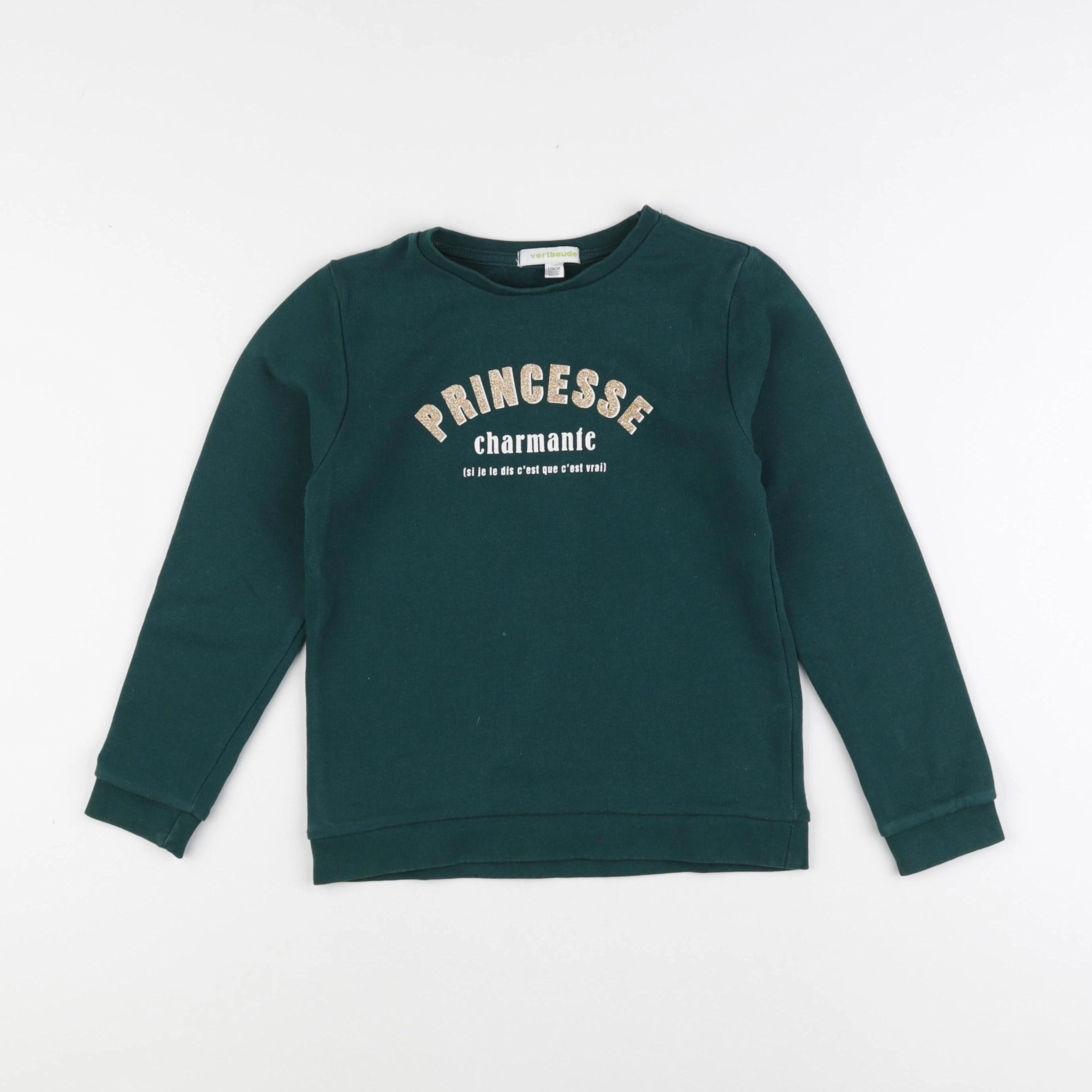 Vertbaudet - sweat vert - 8 ans