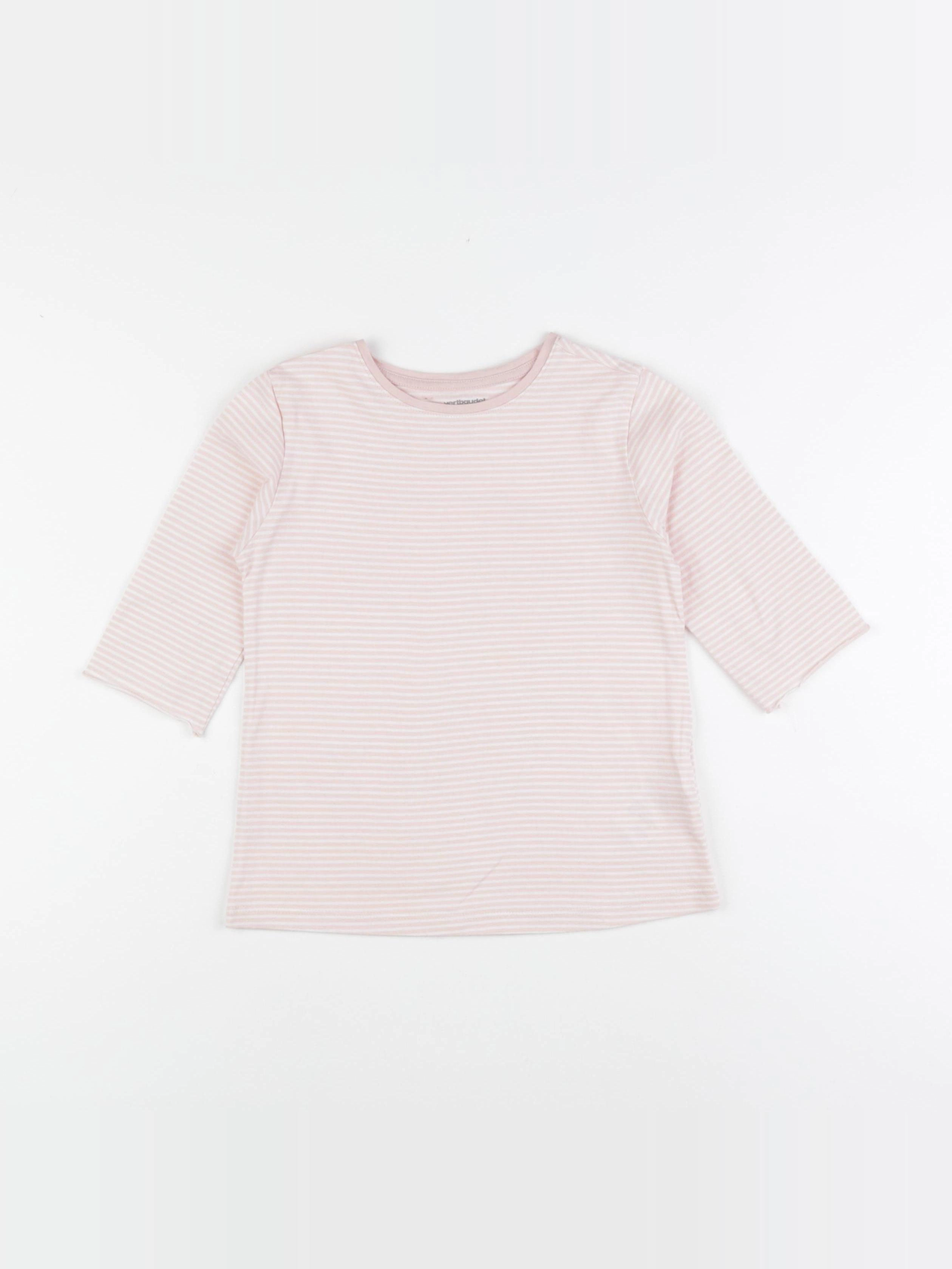 Vertbaudet - tee-shirt blanc, rose - 8 ans
