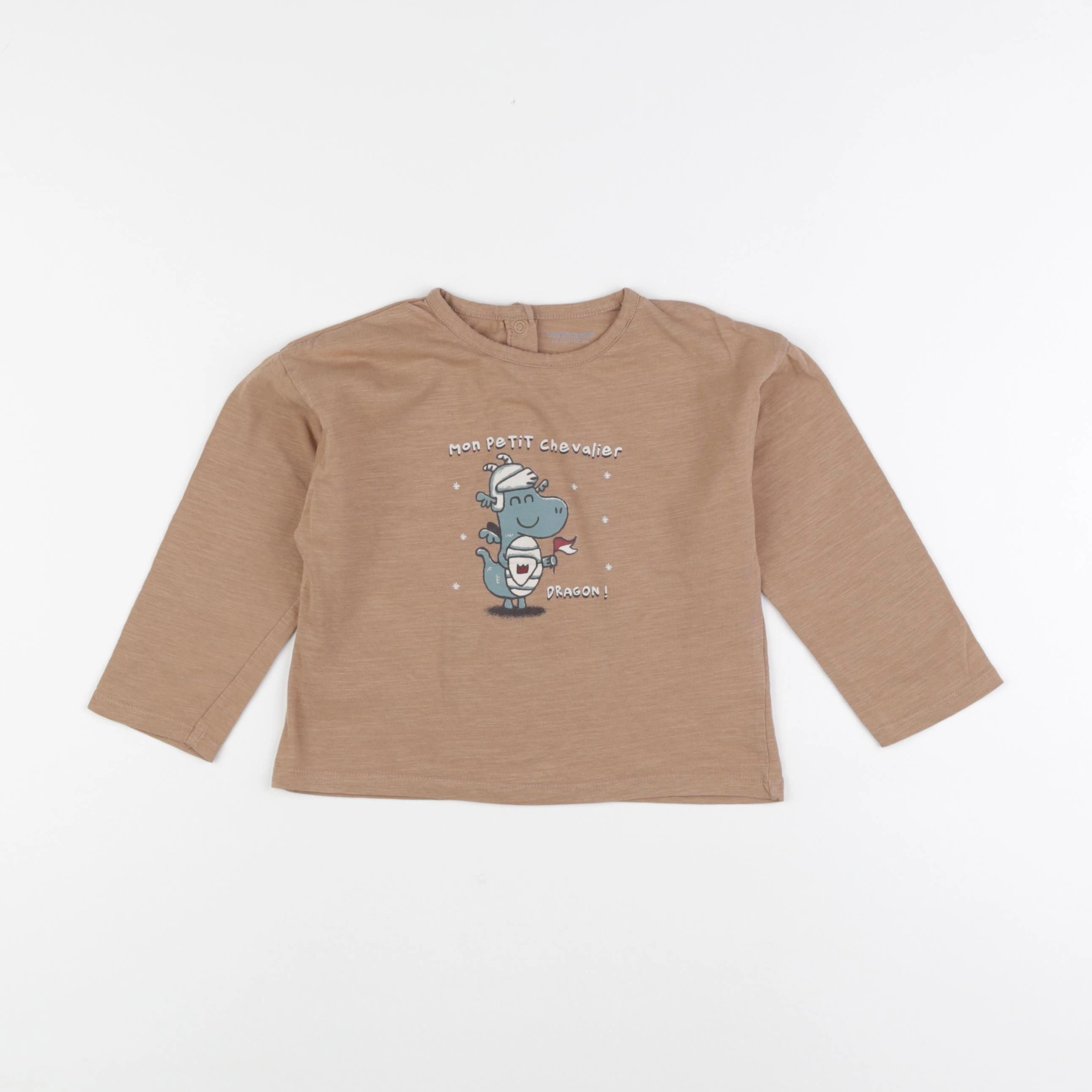 Vertbaudet - tee-shirt marron - 36 mois