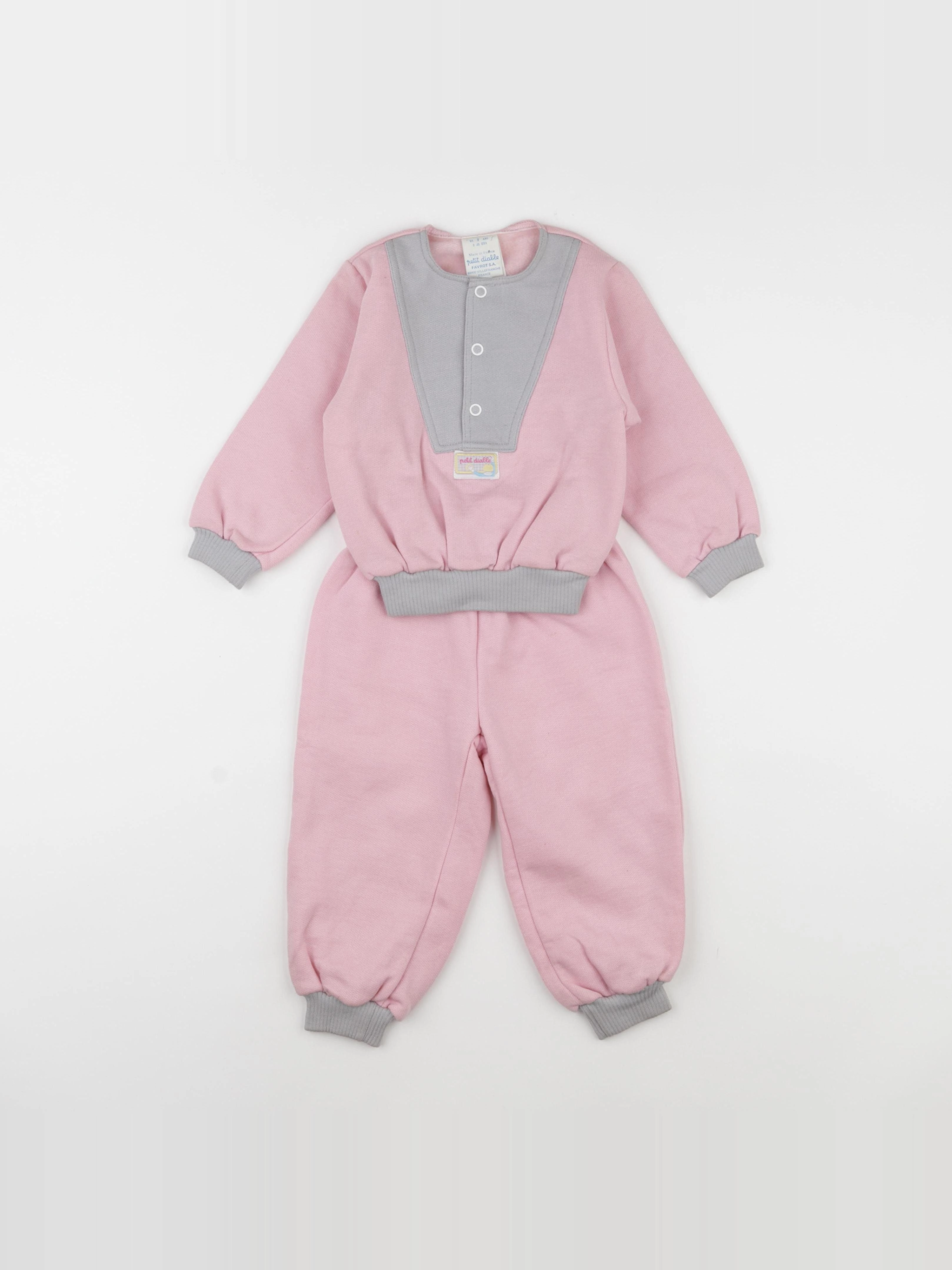 Vintage - ensemble jogging rose, gris - 2 ans