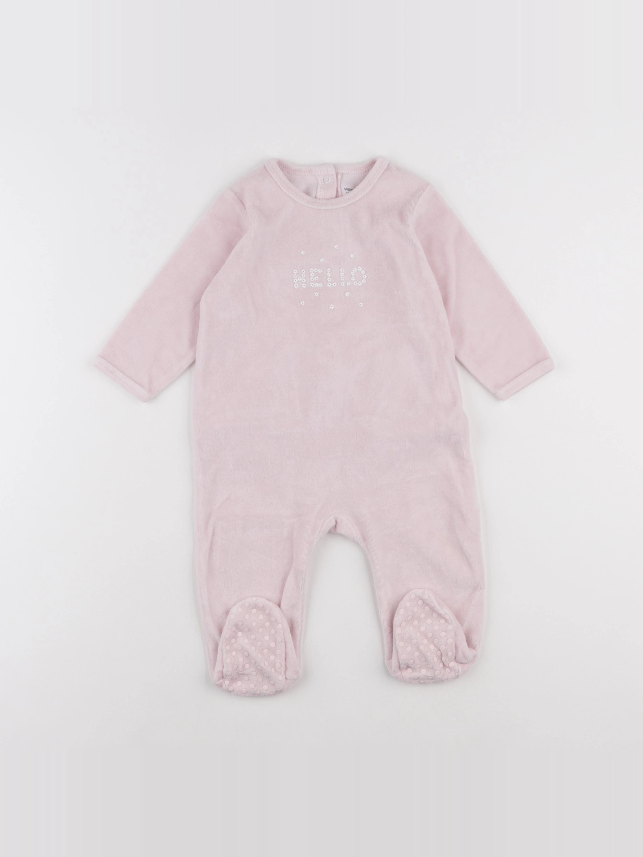 Vertbaudet - pyjama velours rose - 12 mois