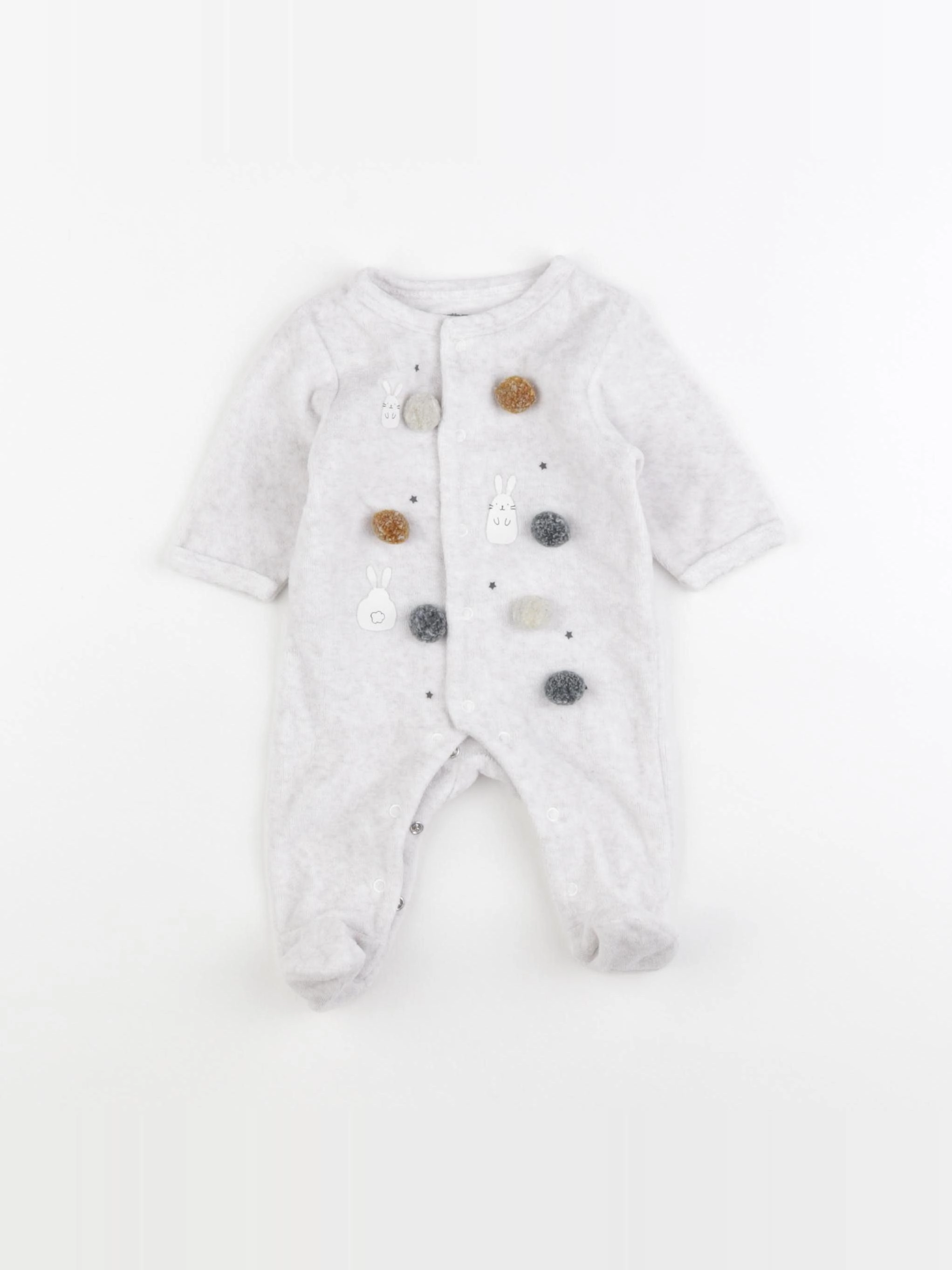 Vertbaudet - pyjama velours gris - 1 mois