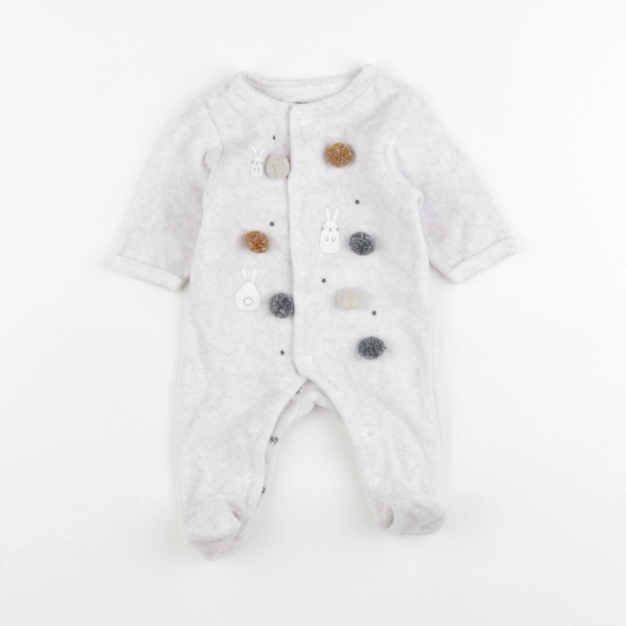 Vertbaudet - pyjama velours gris - 1 mois