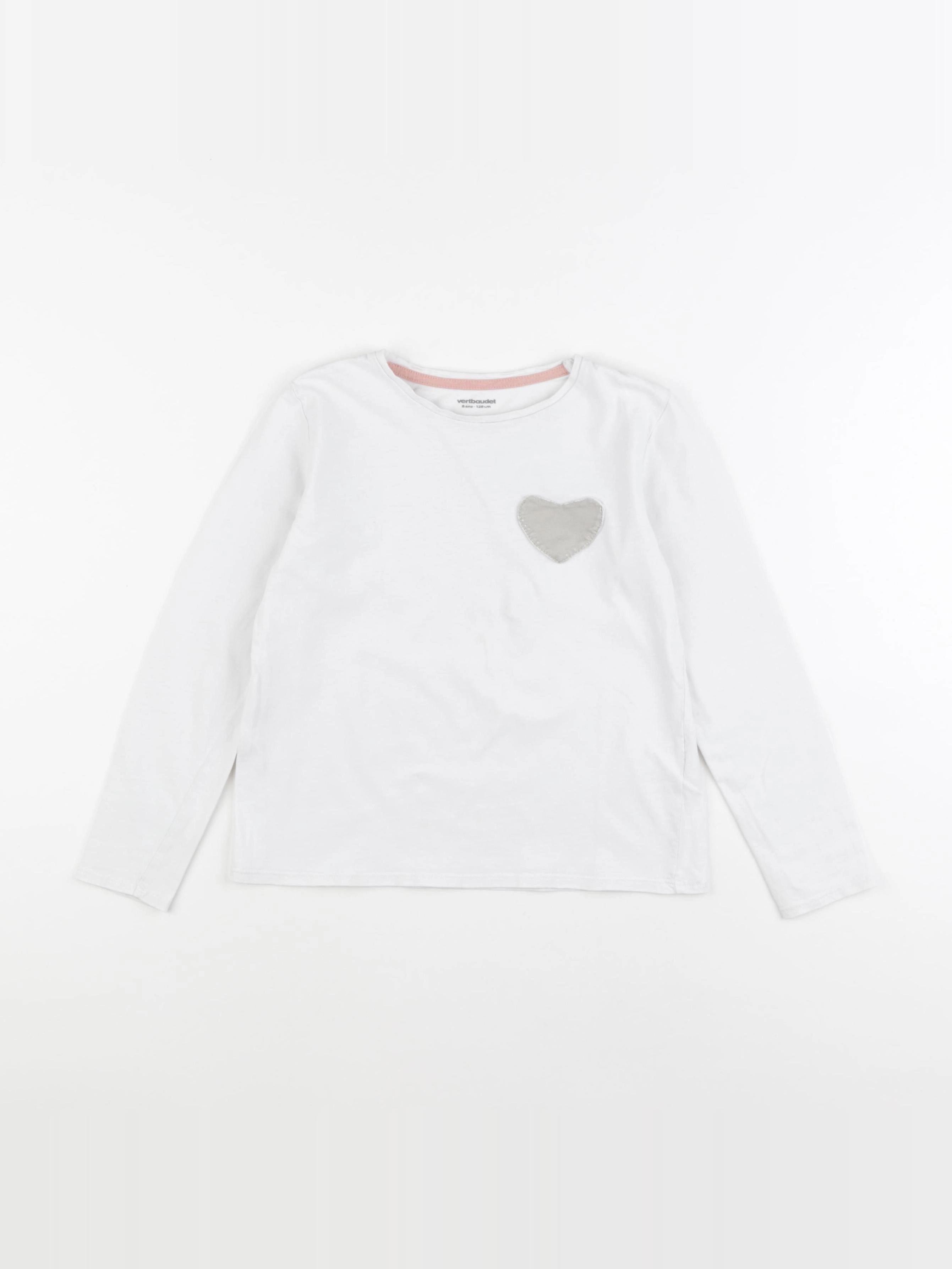 Vertbaudet - tee-shirt blanc, argent - 8 ans