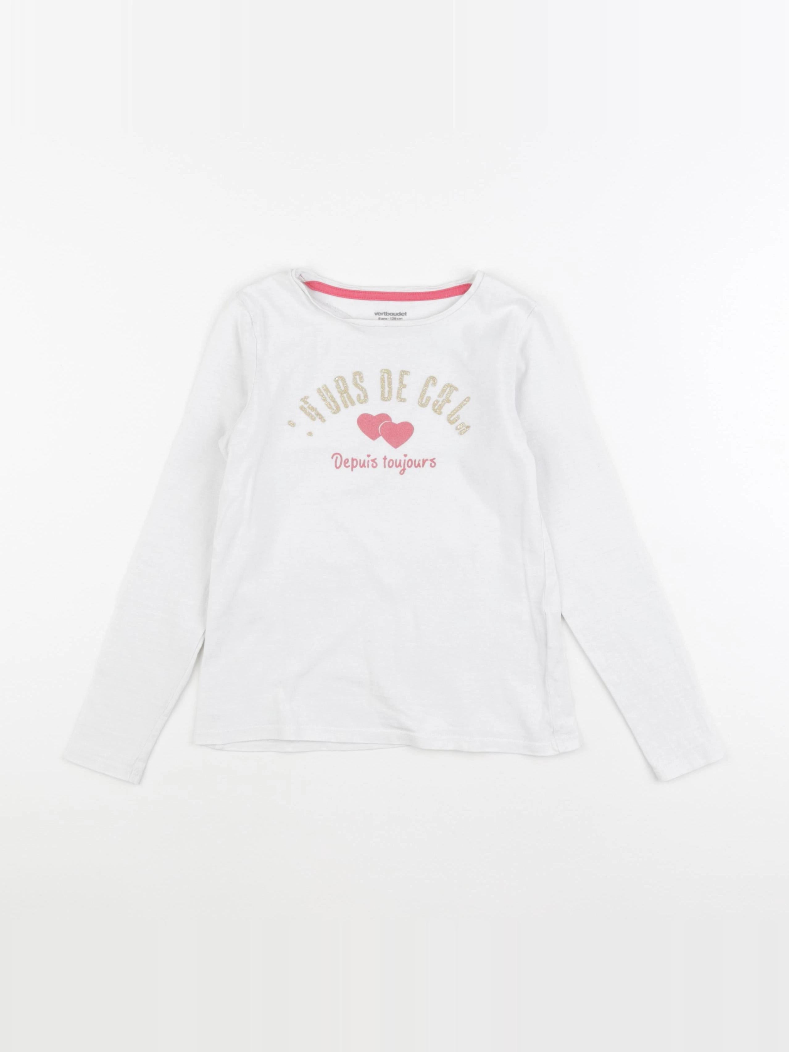 Vertbaudet - tee-shirt blanc, or - 8 ans