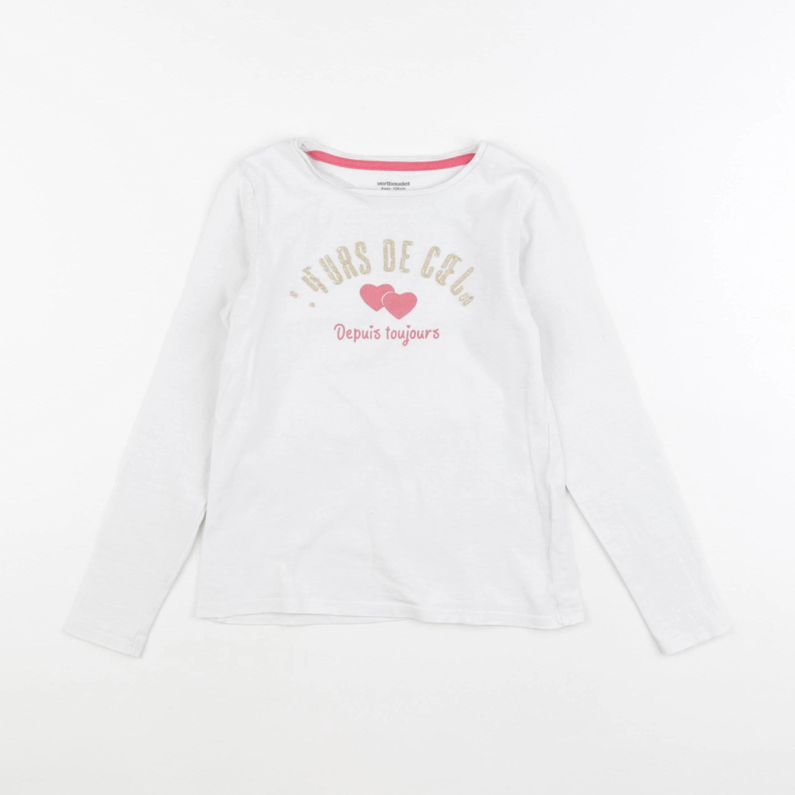 Vertbaudet - tee-shirt blanc, or - 8 ans