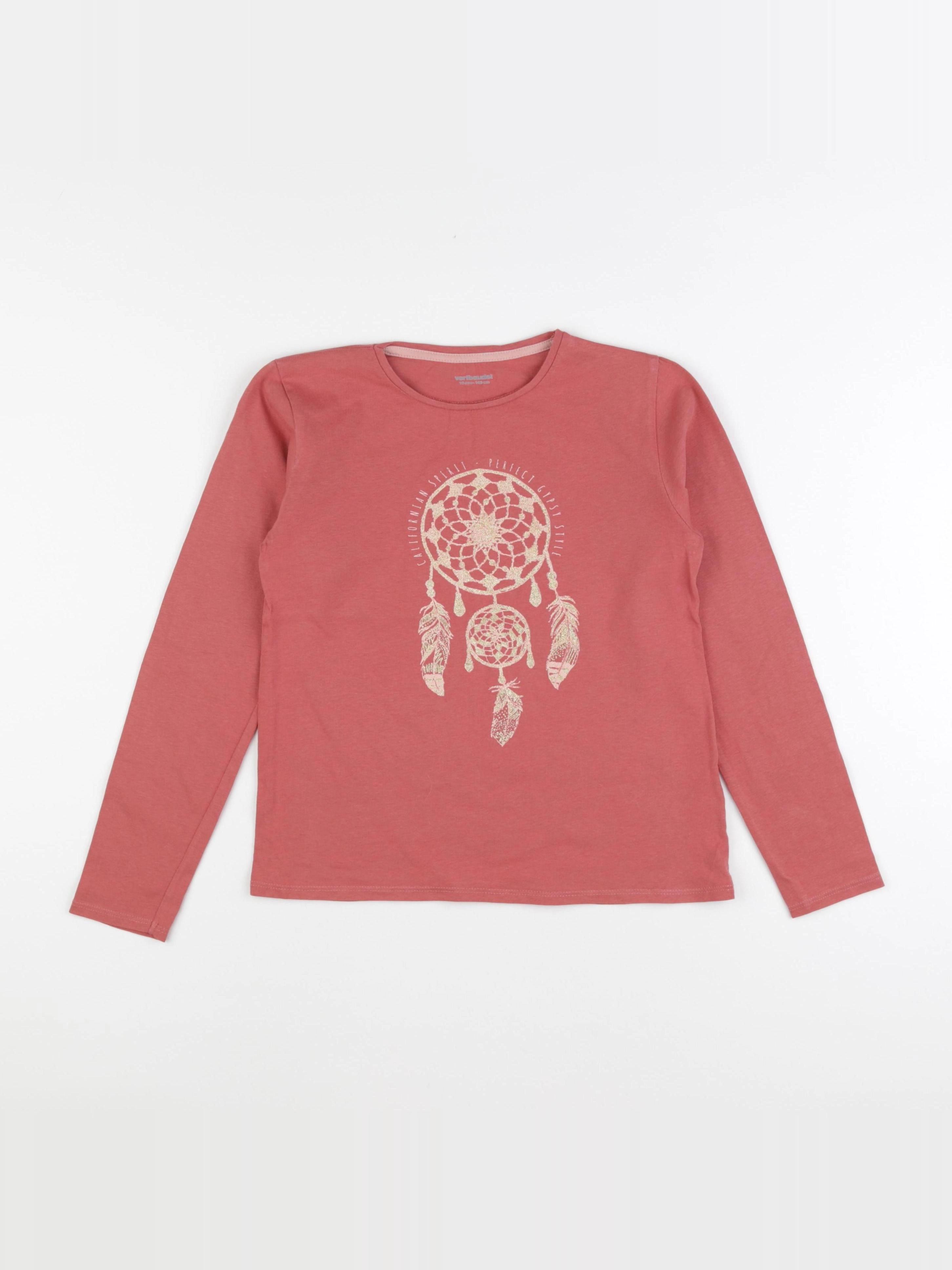 Vertbaudet - tee-shirt rose, or - 10 ans