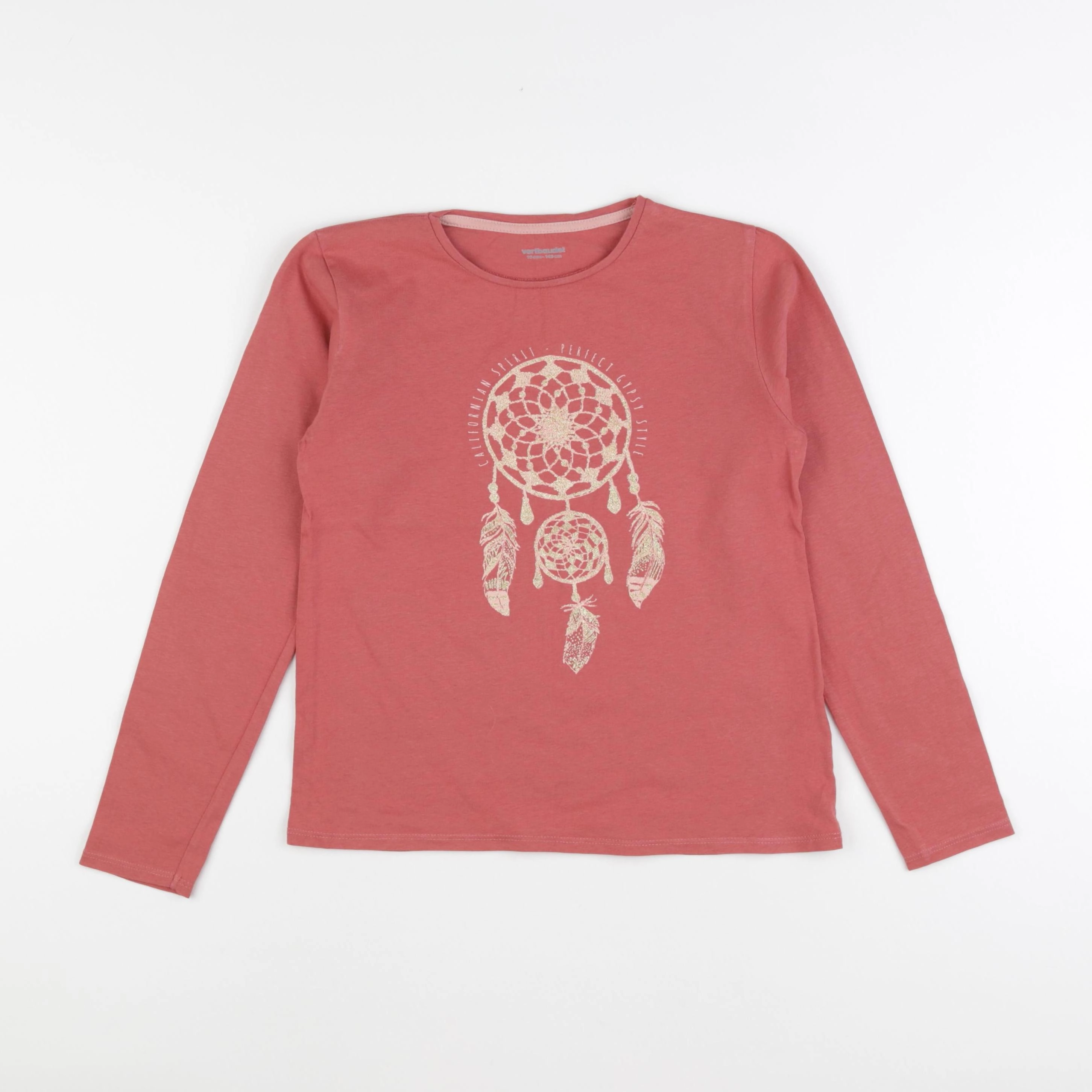 Vertbaudet - tee-shirt rose, or - 10 ans