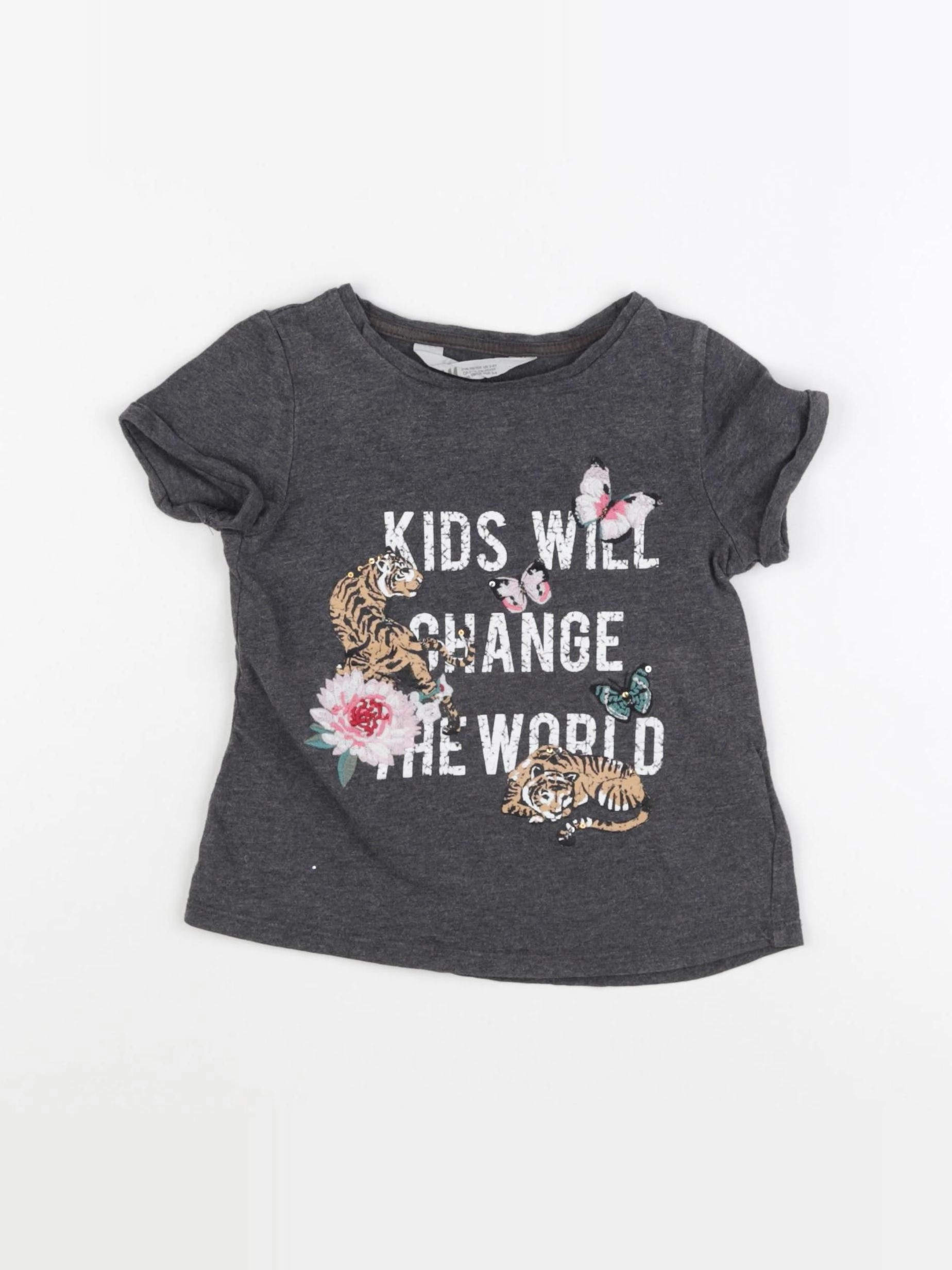 H&M - tee-shirt gris - 2/4 ans