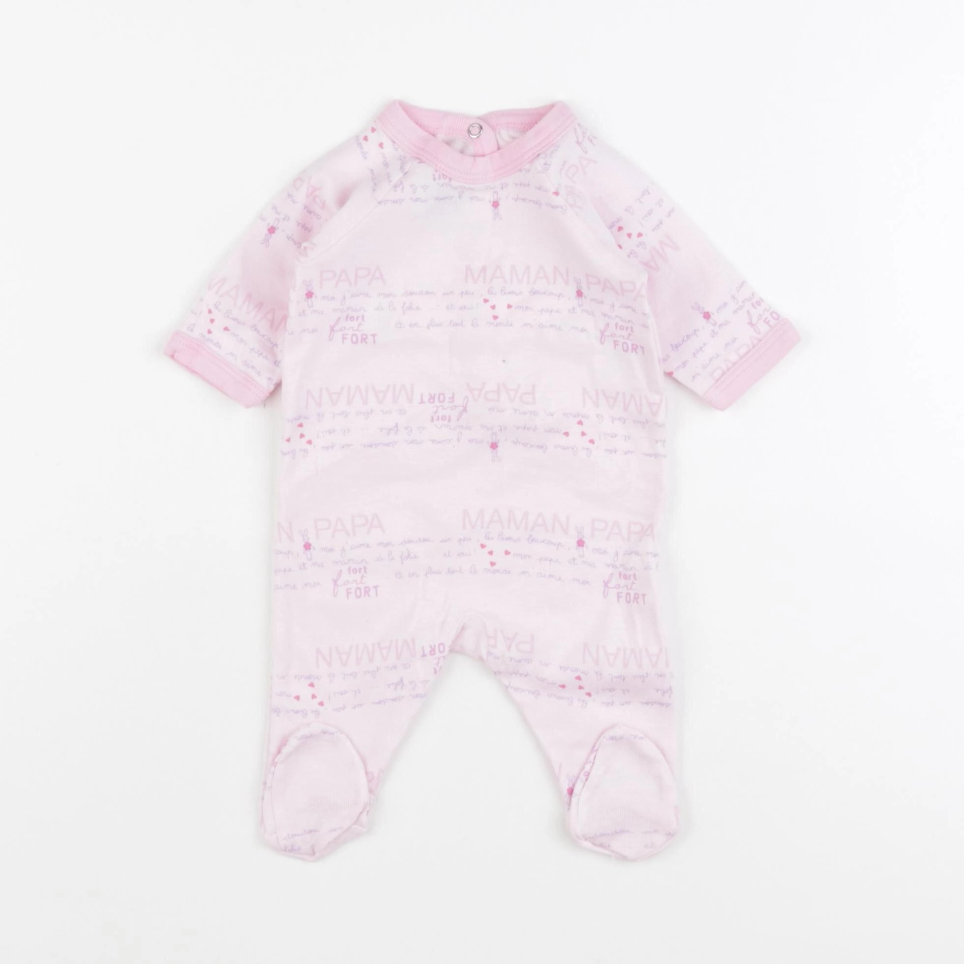 Petit Bateau - pyjama coton rose - 1 mois