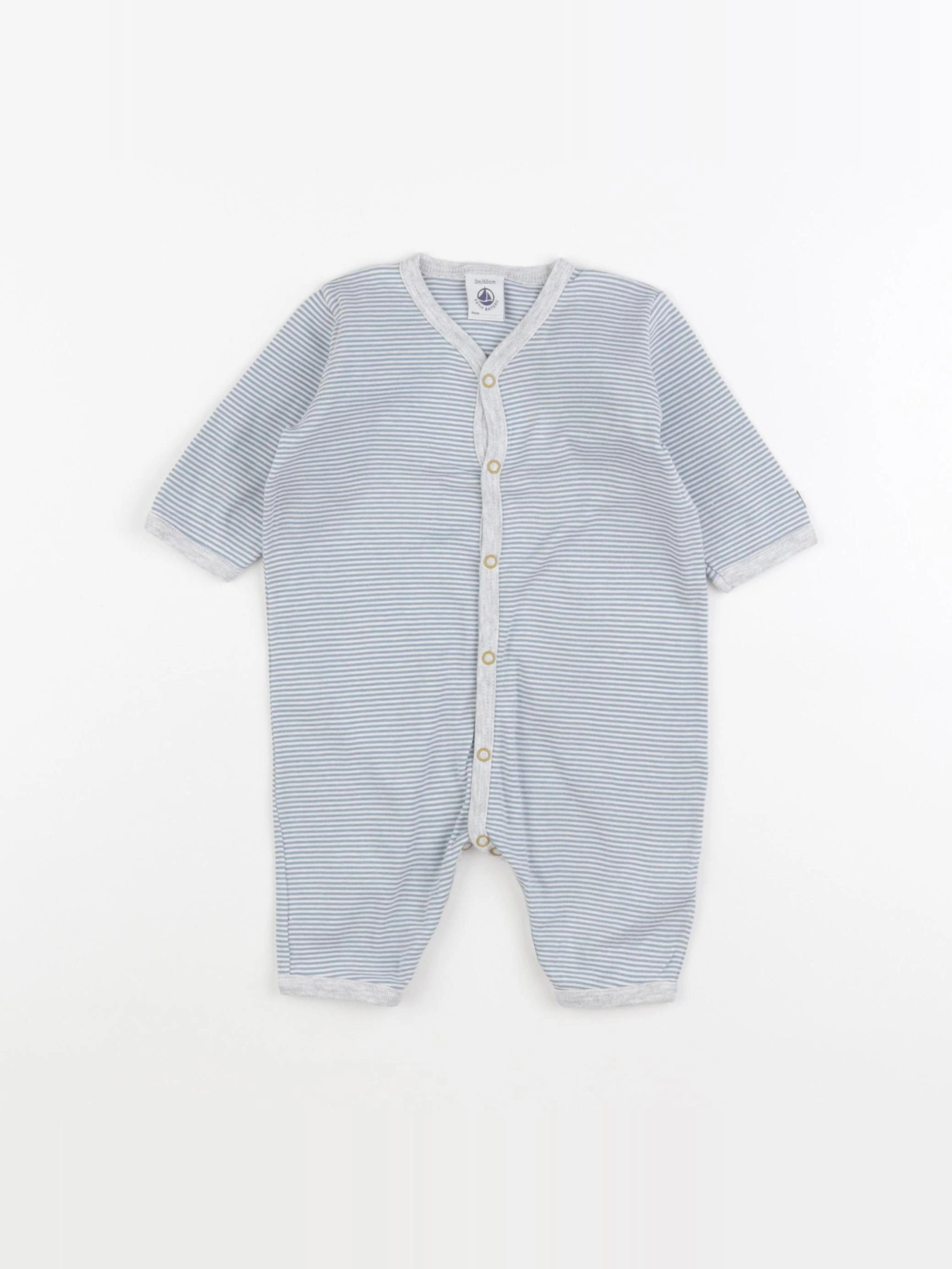 Petit Bateau - pyjama coton bleu - 3 mois
