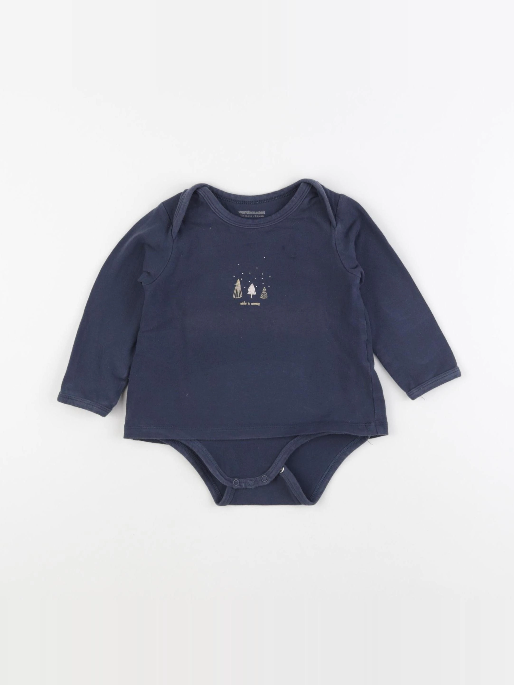 Vertbaudet - body tee-shirt bleu - 12 mois