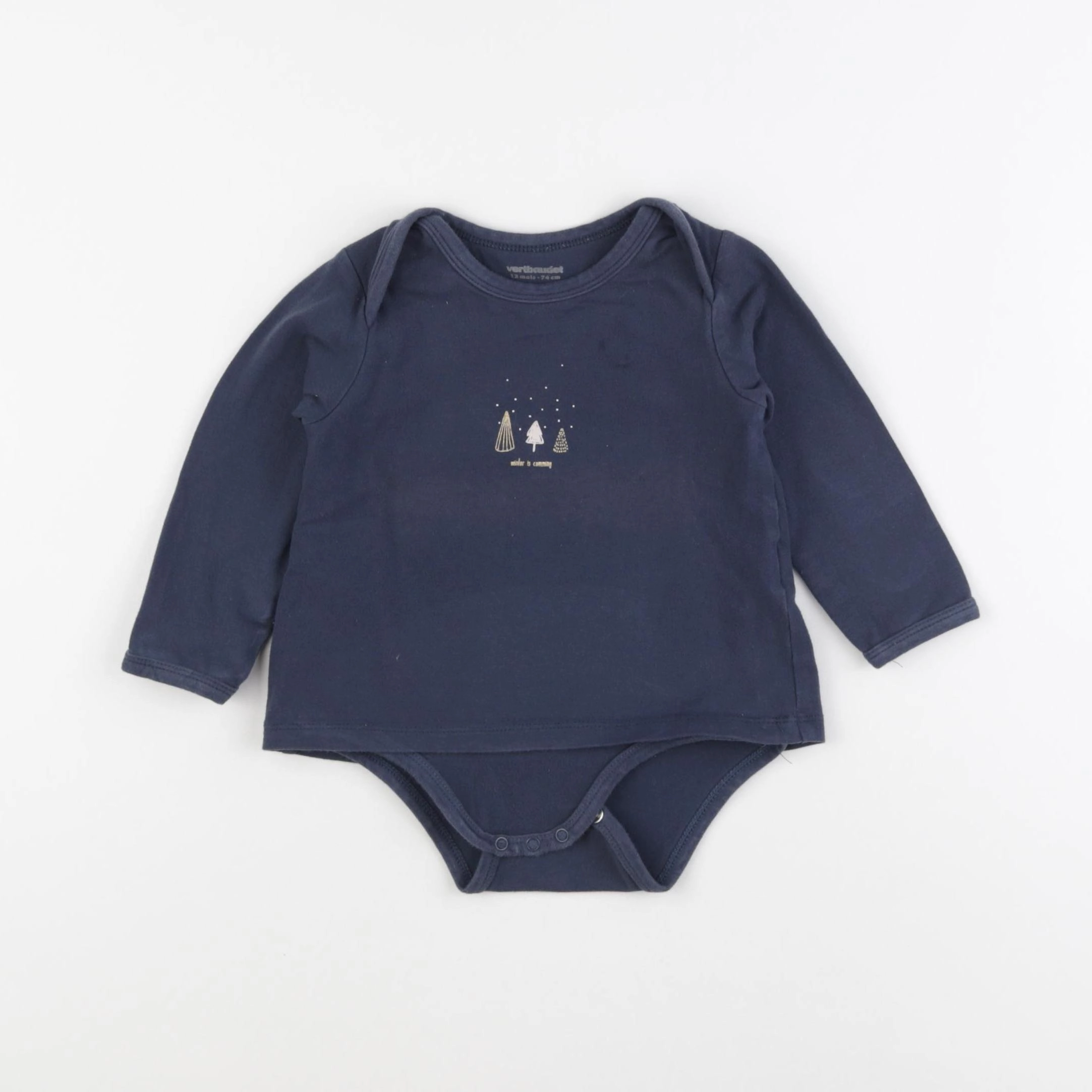 Vertbaudet - body tee-shirt bleu - 12 mois