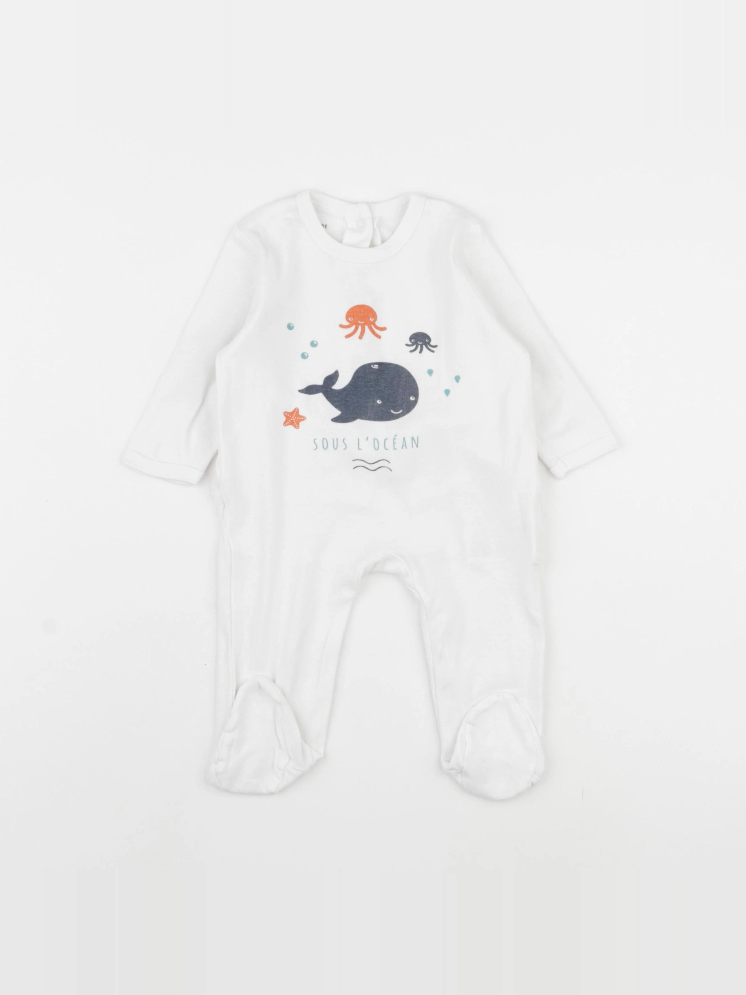 Vertbaudet - pyjama coton blanc - 6 mois