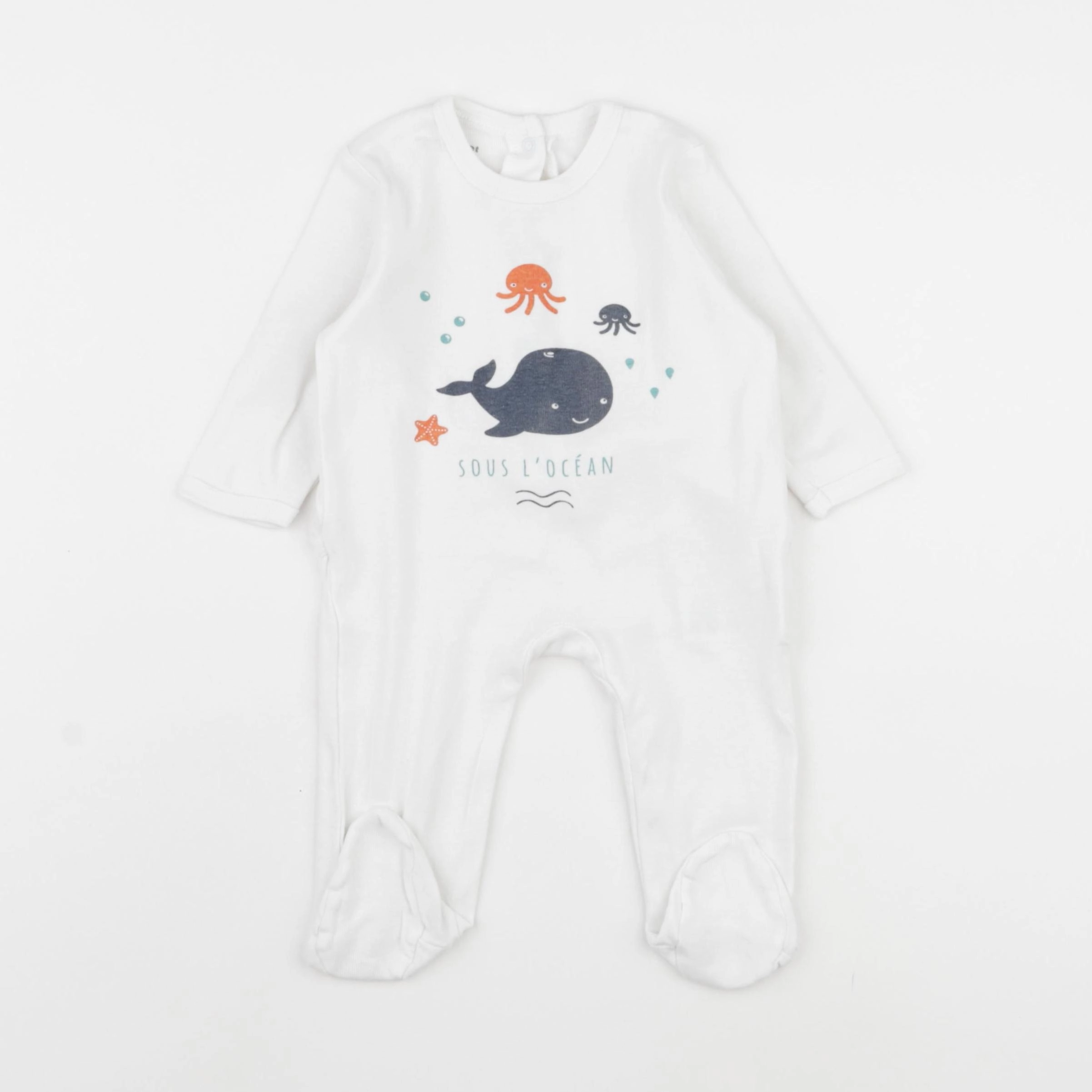 Vertbaudet - pyjama coton blanc - 6 mois