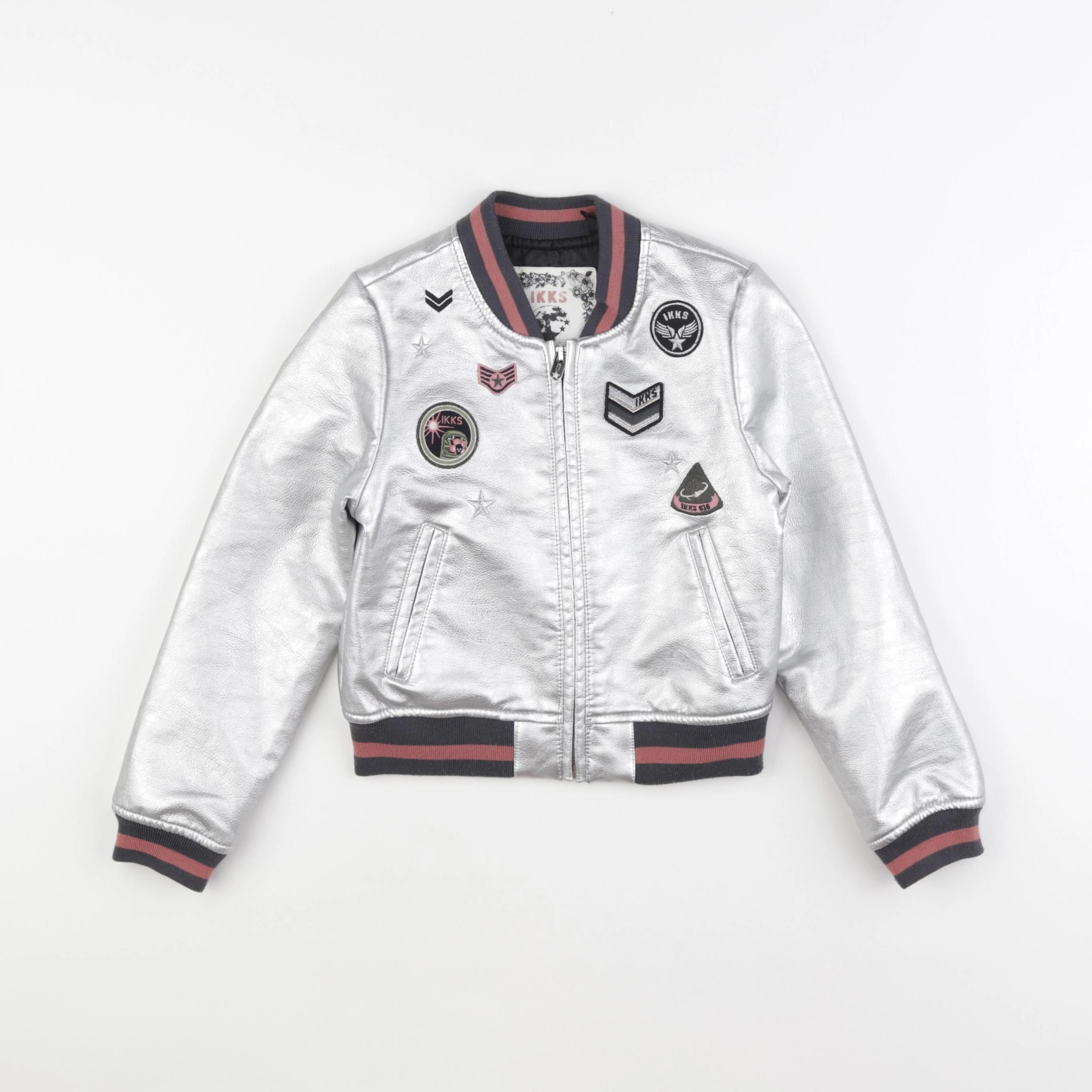 IKKS - veste simili cuir gris - 6 ans