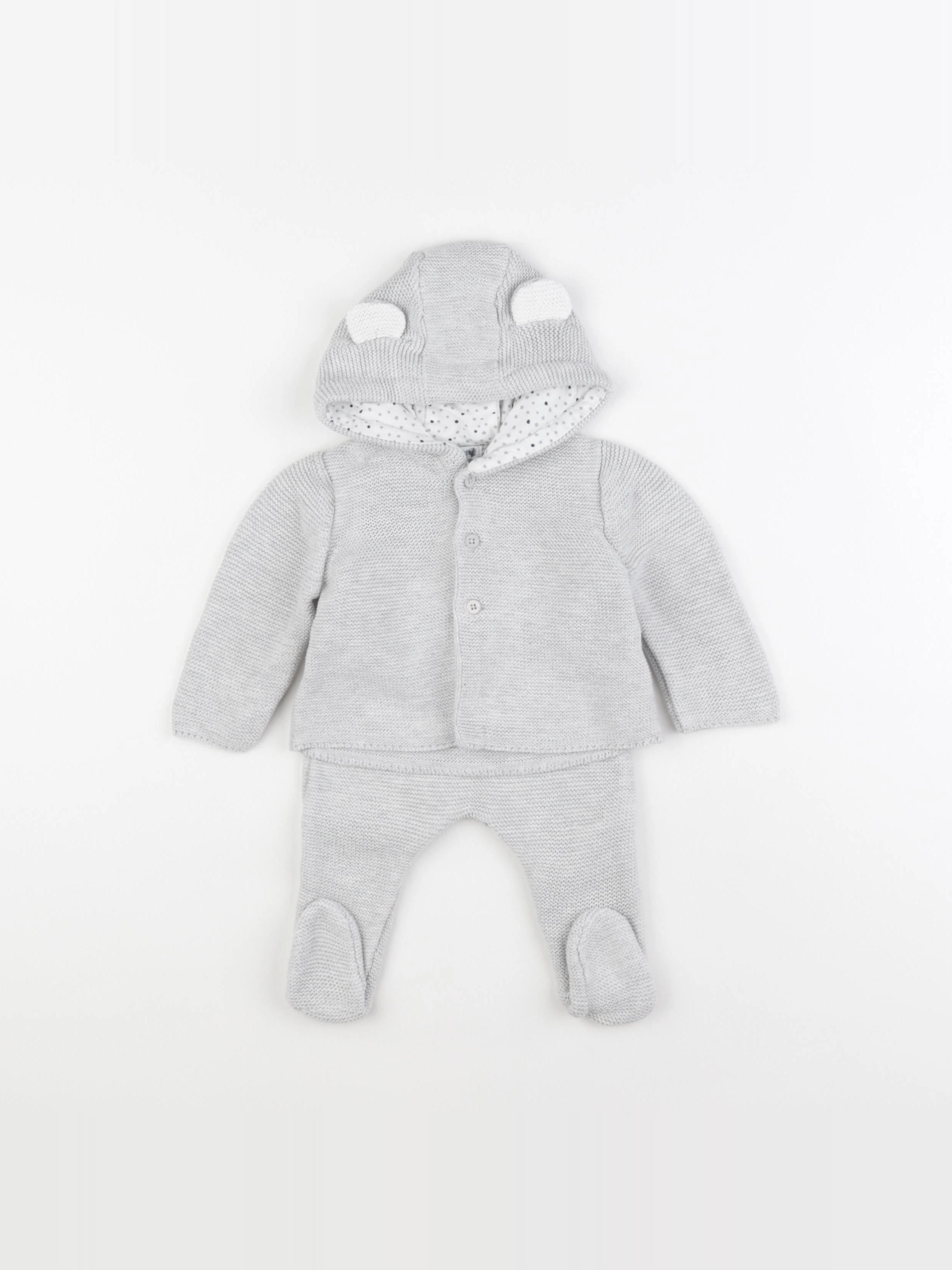 Vertbaudet - ensemble gris - 6 mois