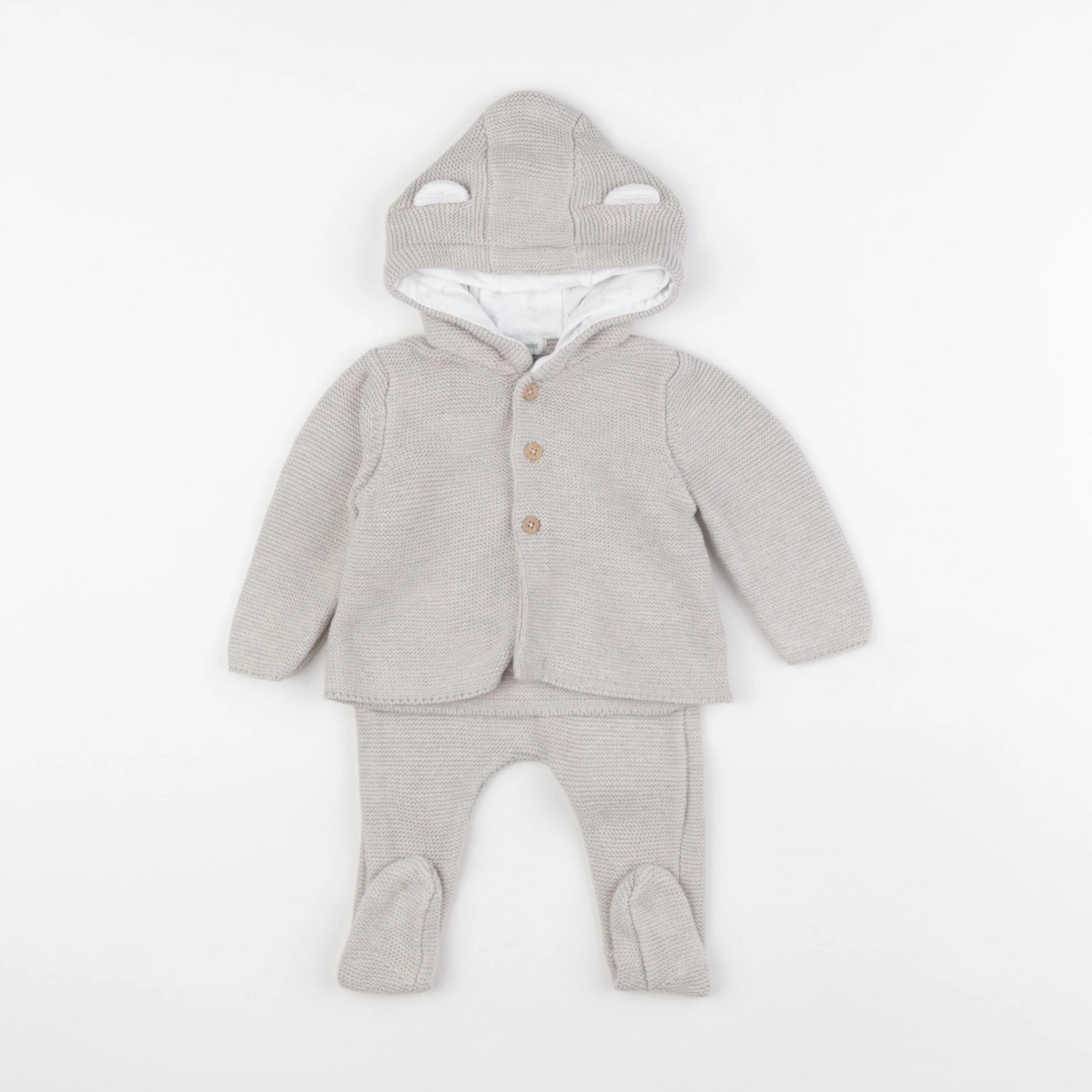 Vertbaudet - ensemble taupe - 6 mois