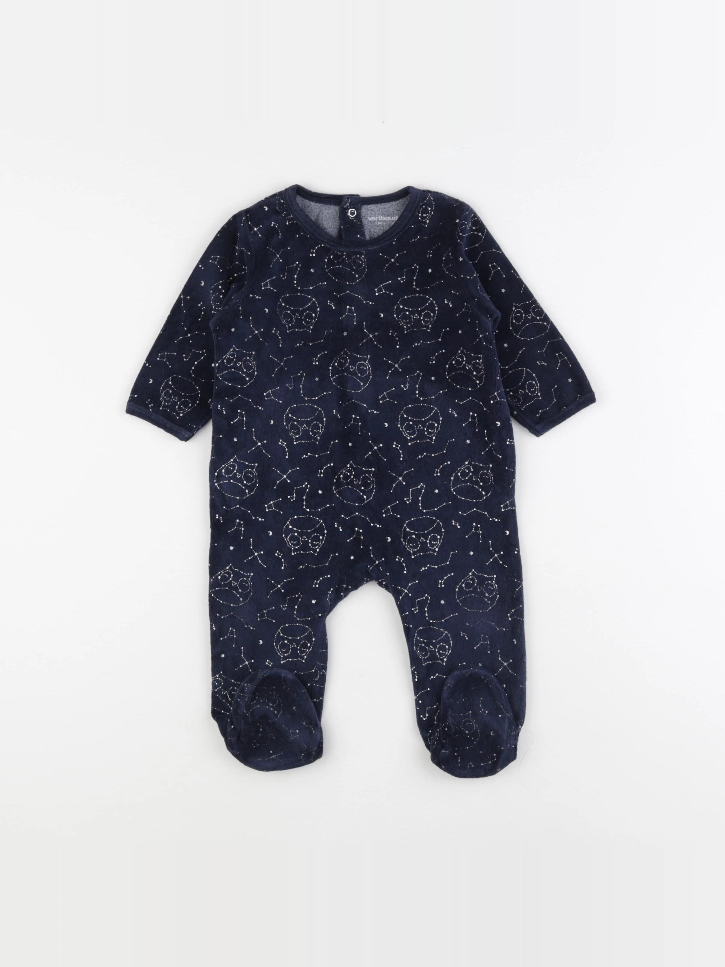 Vertbaudet - pyjama velours bleu - 9 mois