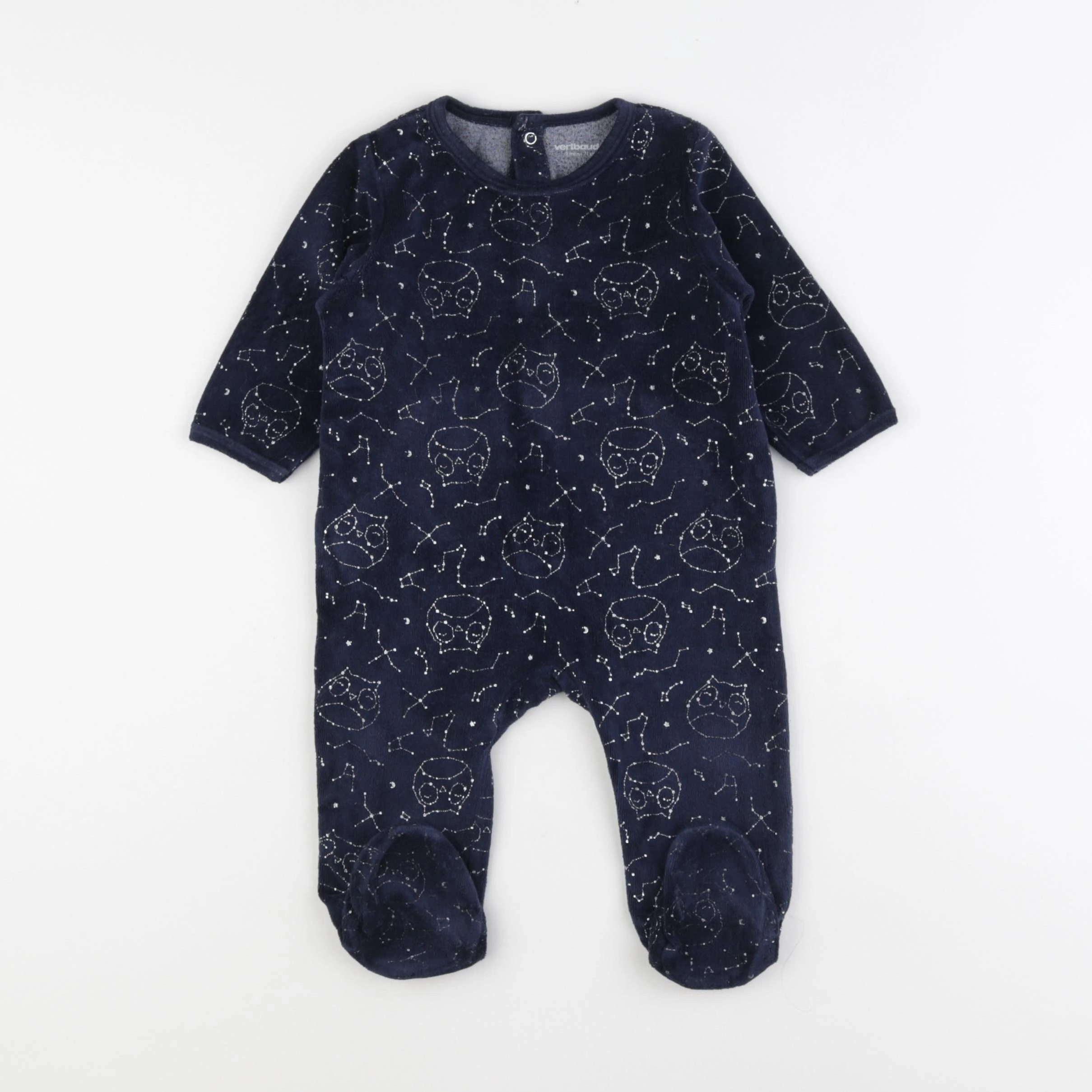 Vertbaudet - pyjama velours bleu - 9 mois