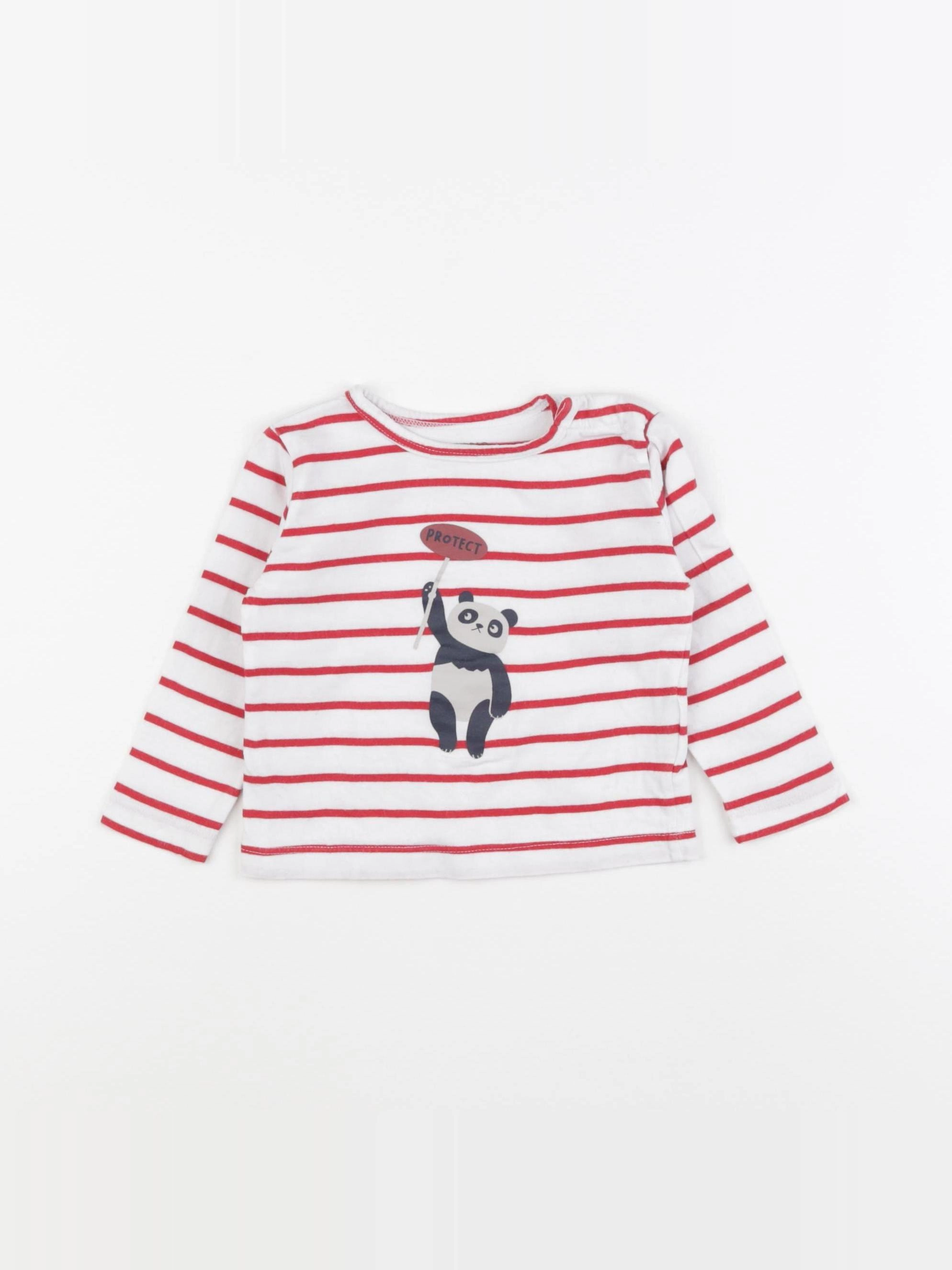 Boutchou - tee-shirt blanc, rouge - 9 mois