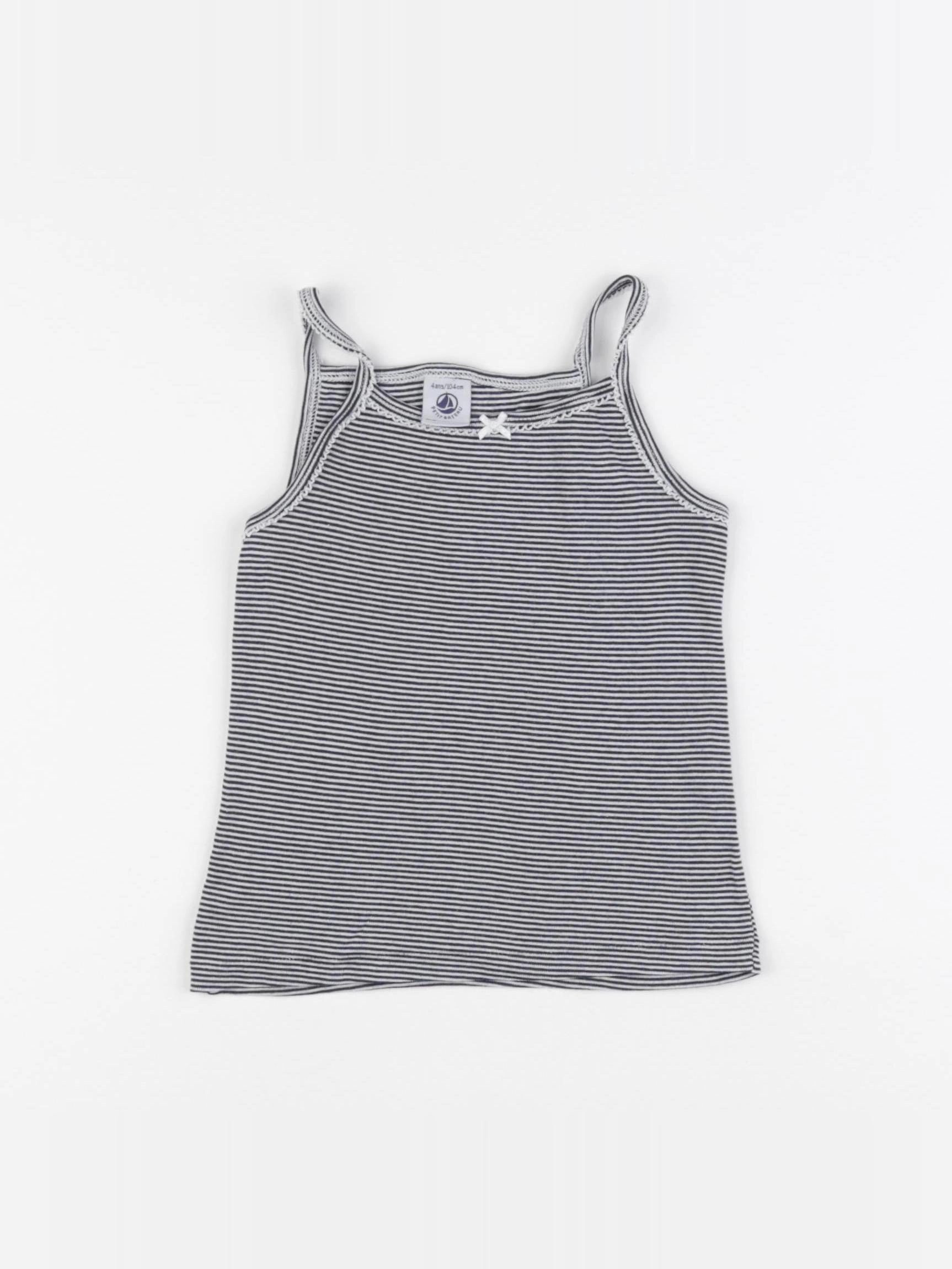 Petit Bateau - maillot de corps blanc, bleu - 4 ans