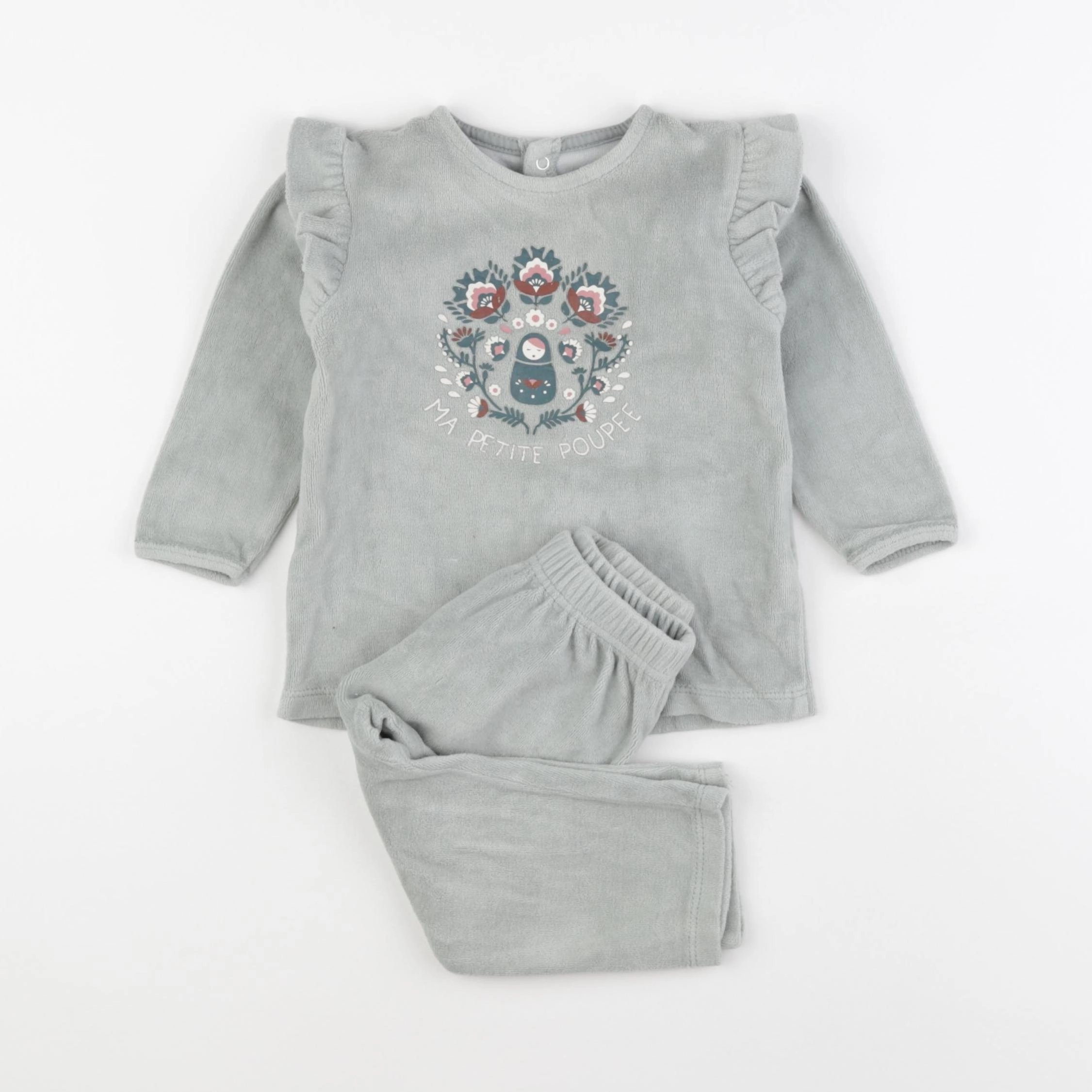 Vertbaudet - pyjama velours vert - 18 mois
