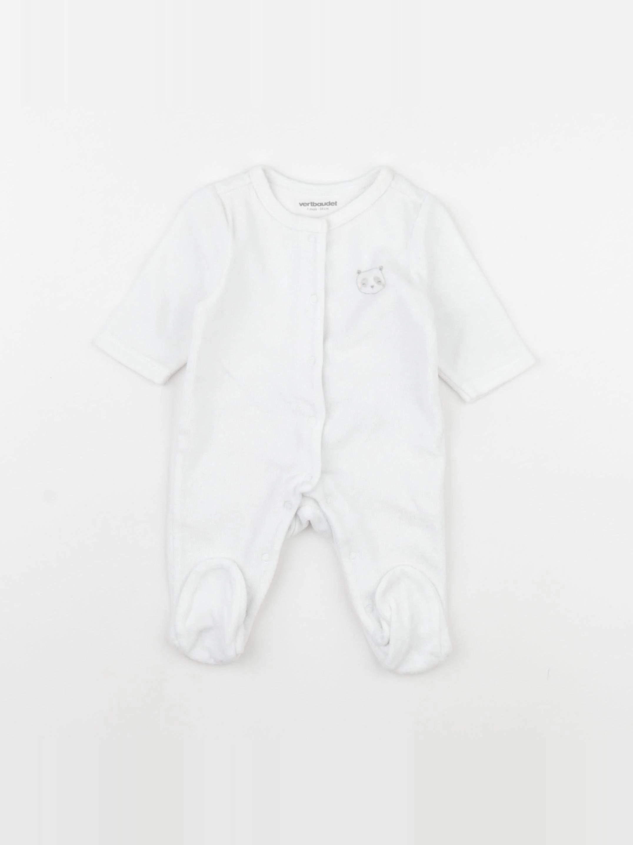 Vertbaudet - pyjama velours blanc - 1 mois