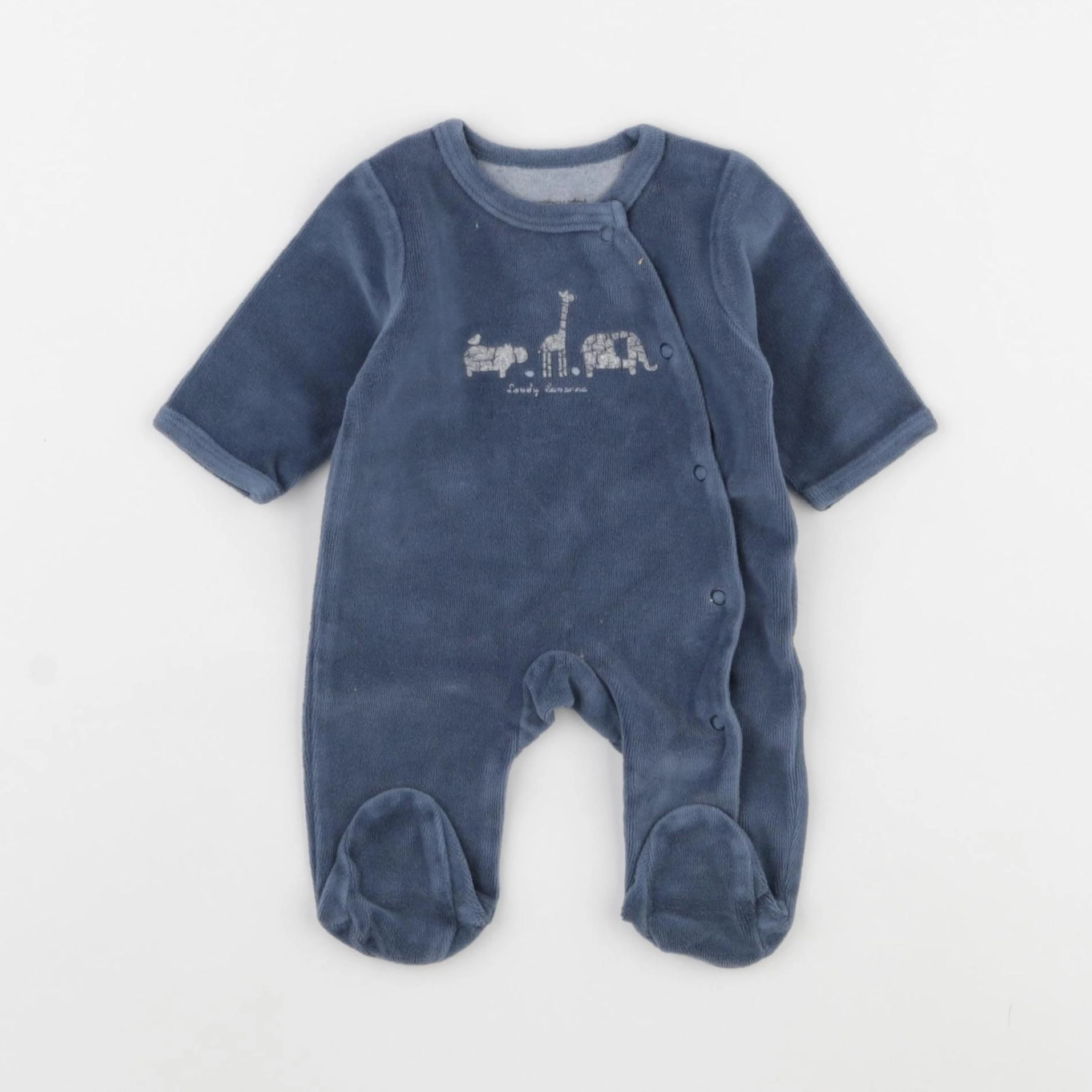 Vertbaudet - pyjama velours bleu - 0 mois