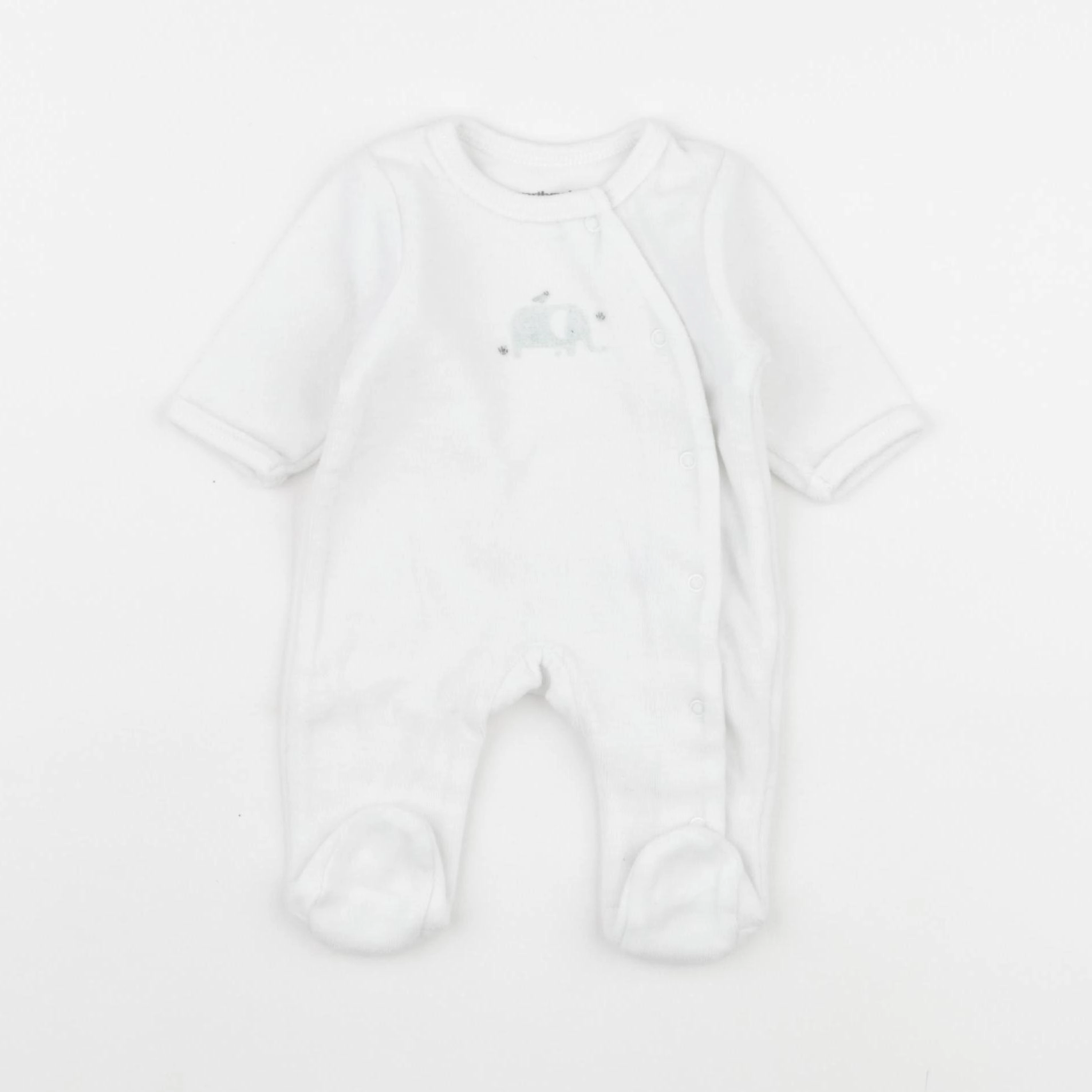 Vertbaudet - pyjama velours blanc - 0 mois