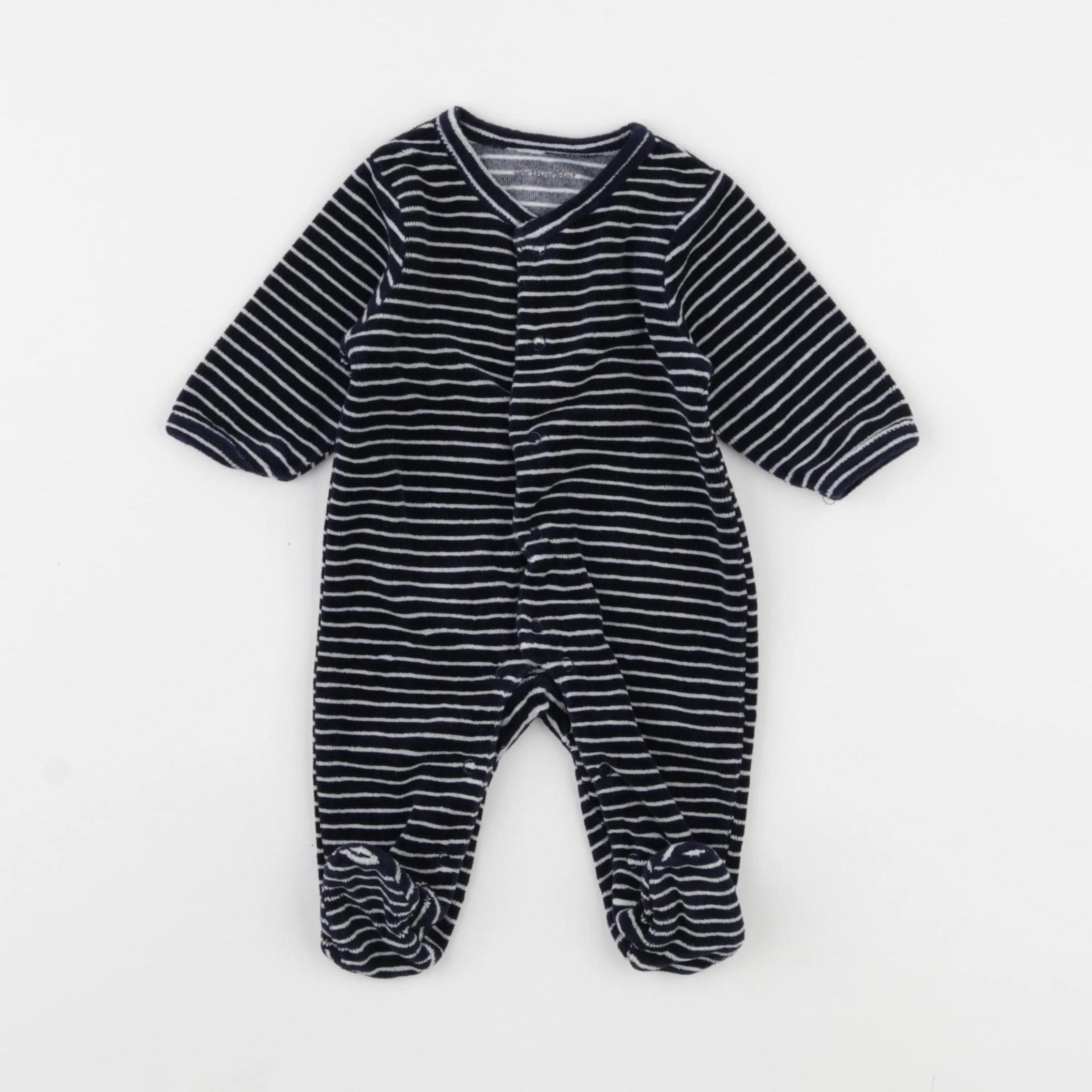 Vertbaudet - pyjama velours blanc, bleu - 1 mois