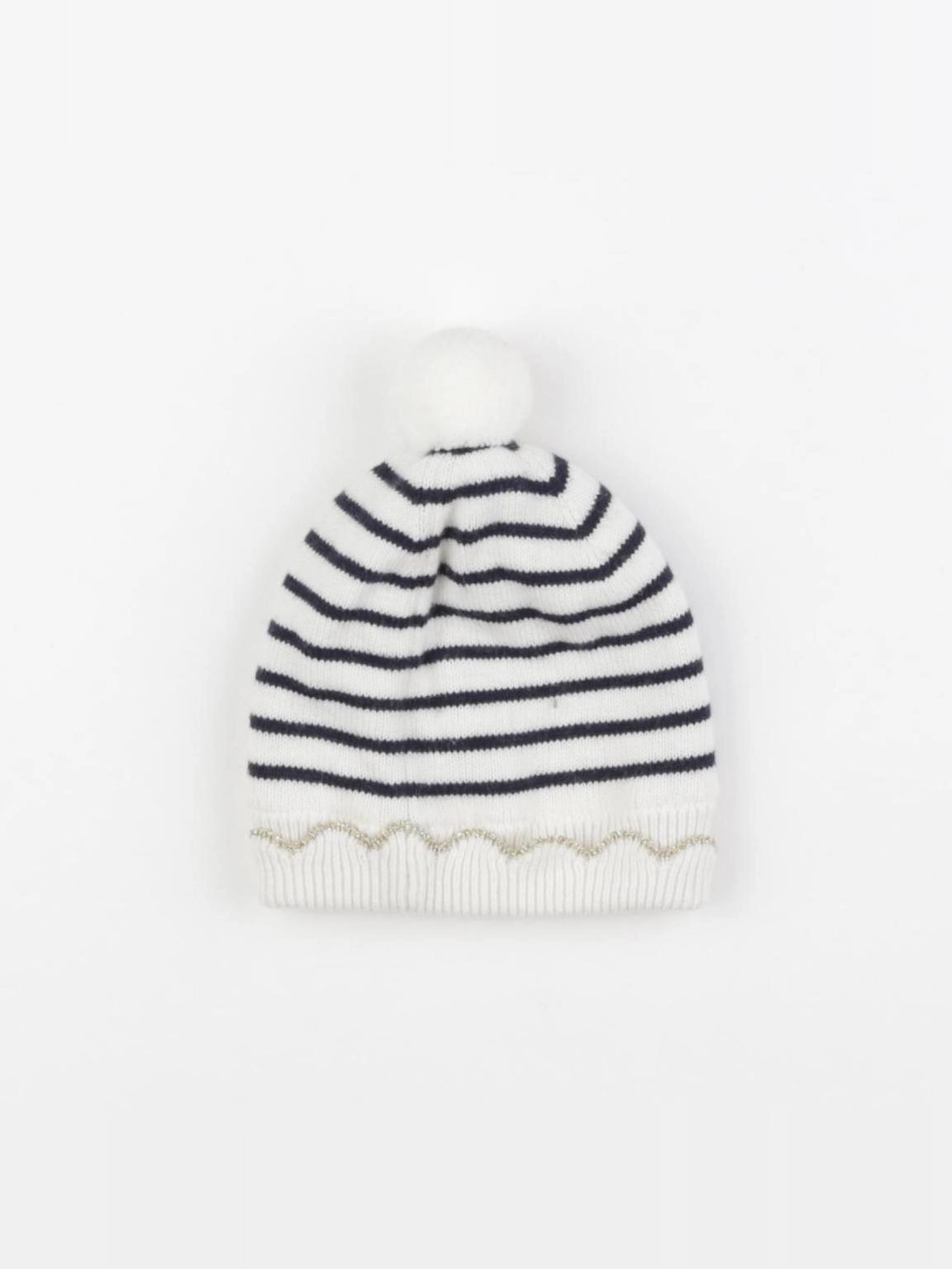Jacadi - bonnet blanc, bleu - 6 mois