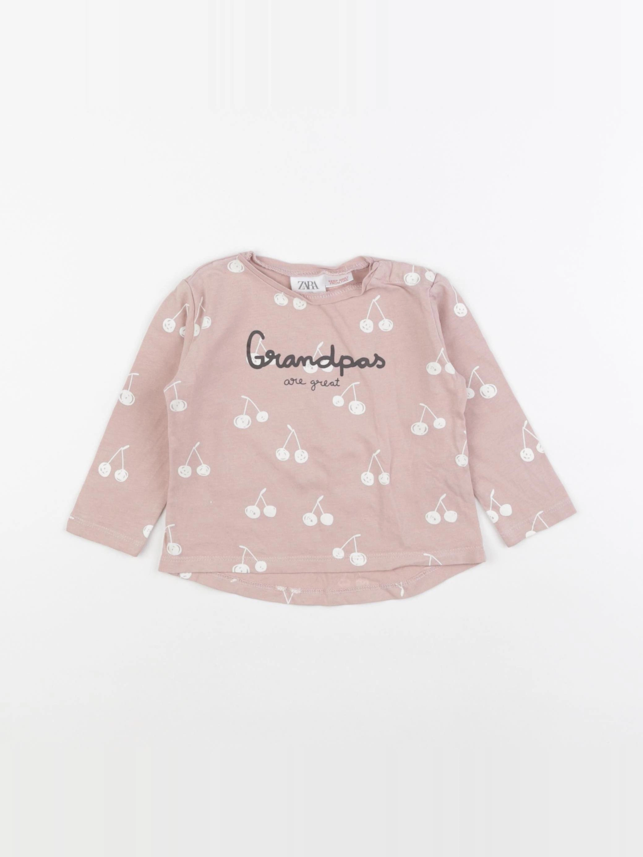 Zara - tee-shirt rose - 6/9 mois