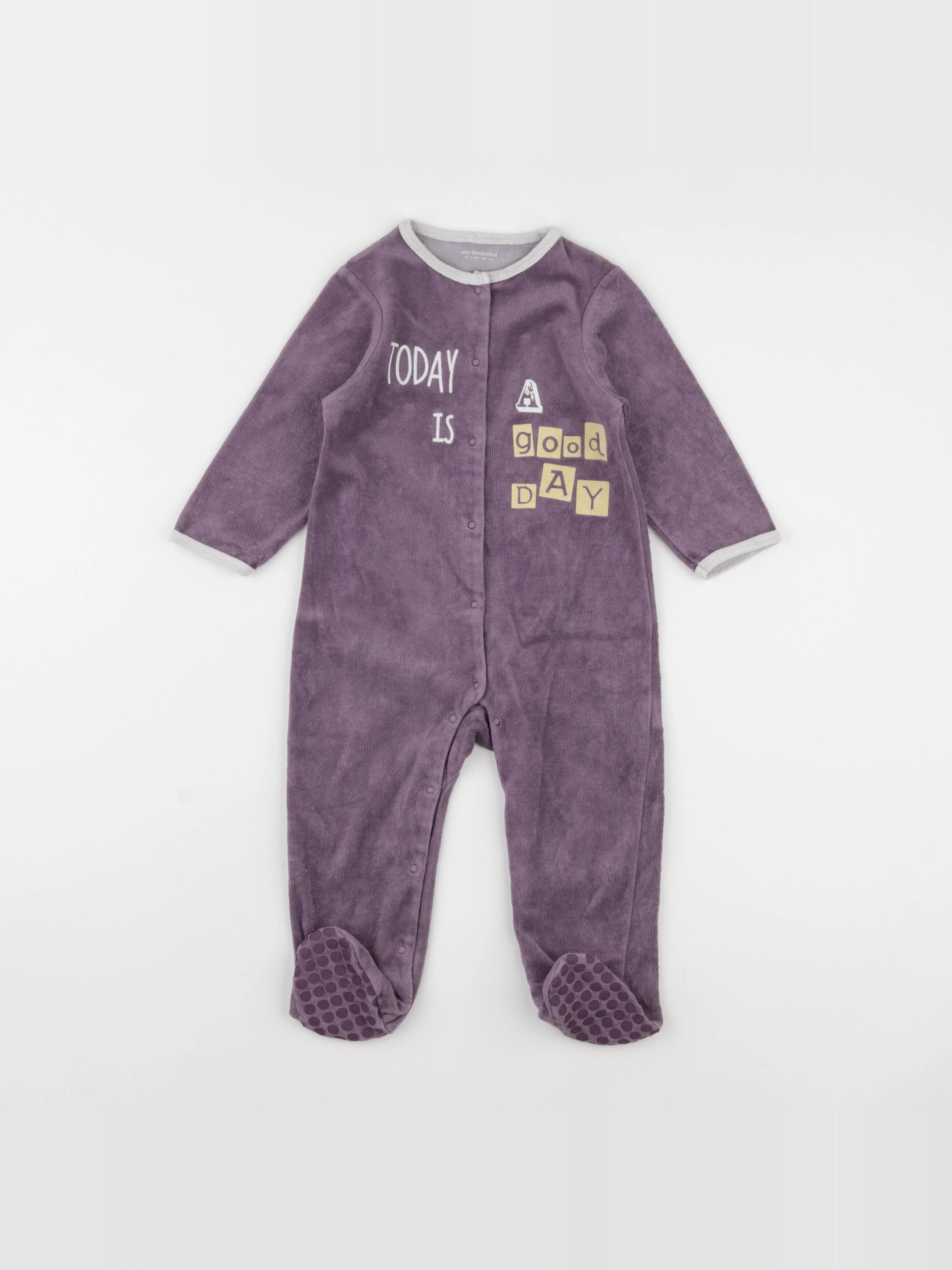 Vertbaudet - pyjama velours violet - 18 mois