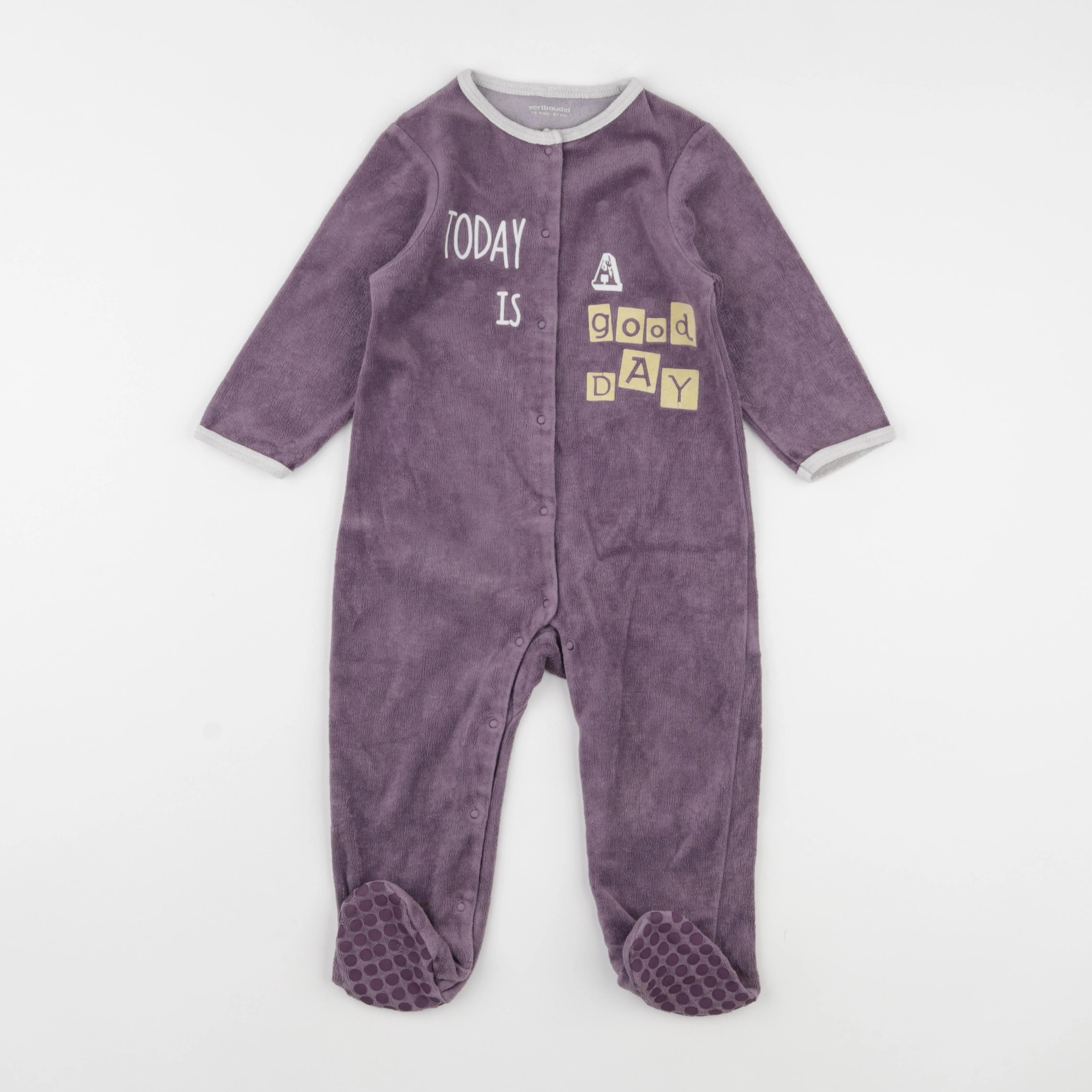 Vertbaudet - pyjama velours violet - 18 mois