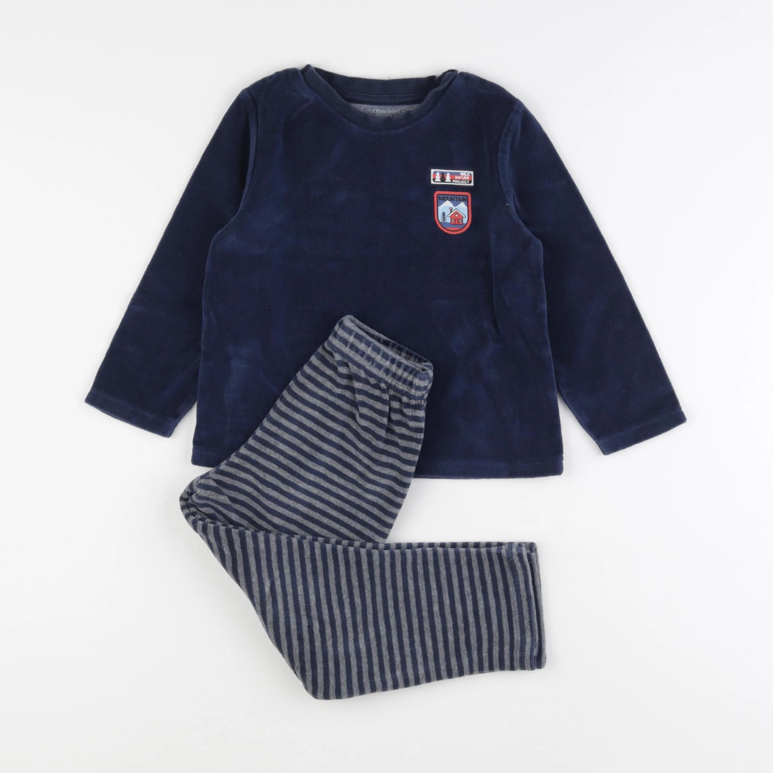Vertbaudet - pyjama velours bleu - 4 ans
