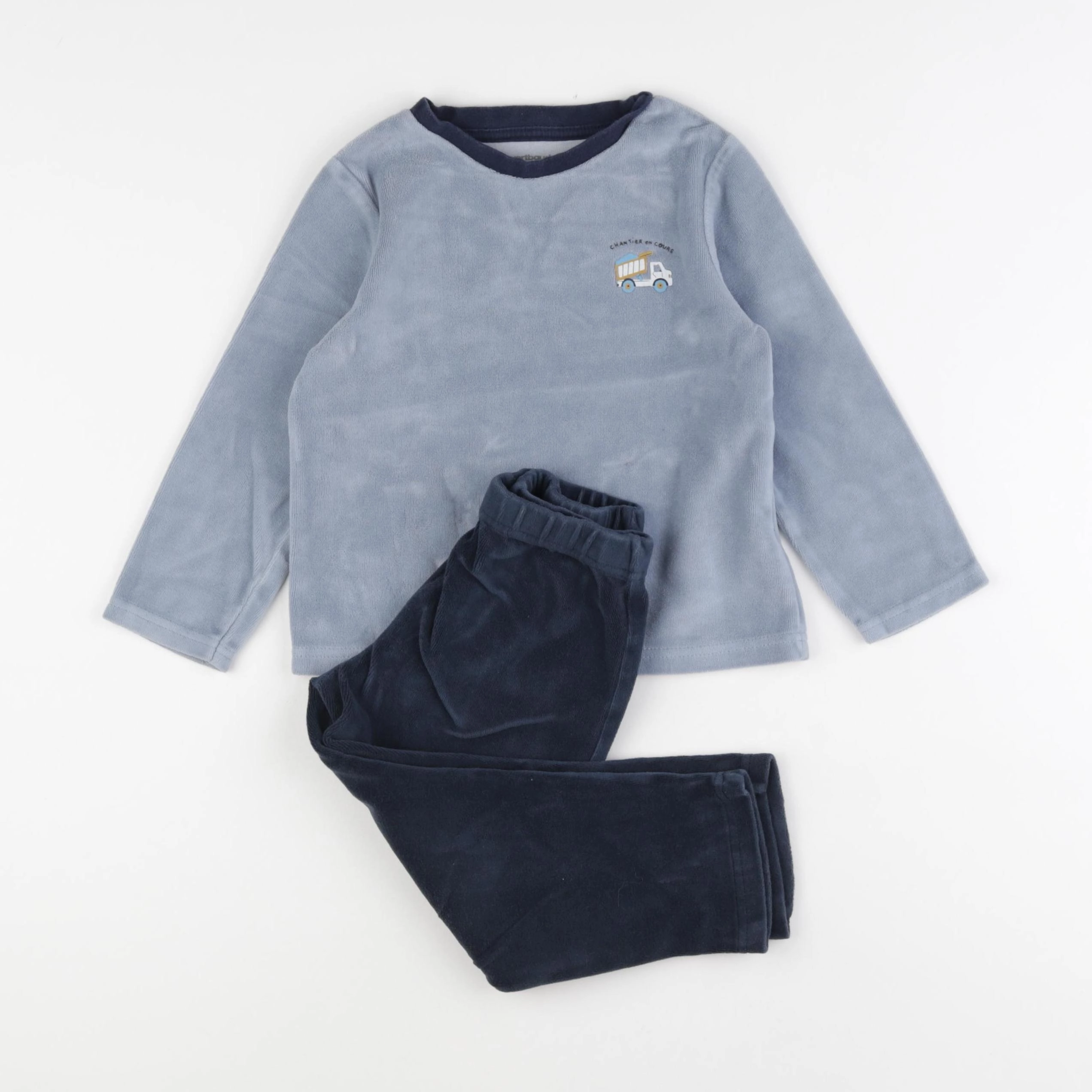 Vertbaudet - pyjama velours bleu - 4 ans
