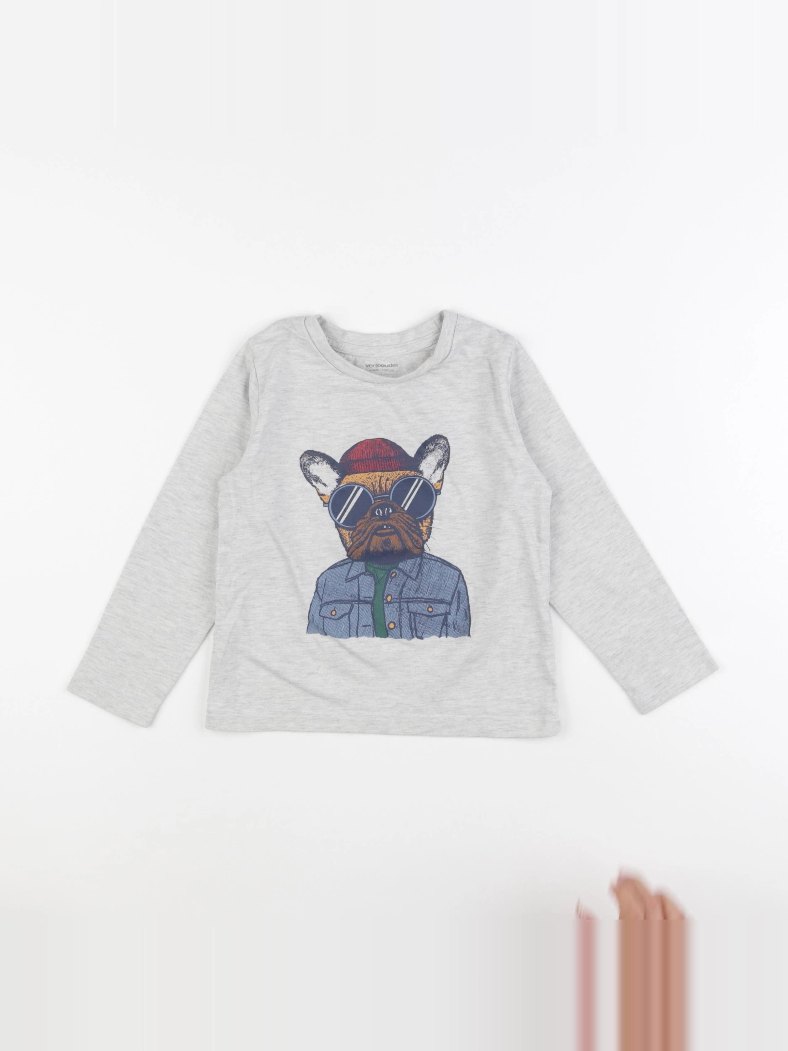 Vertbaudet - tee-shirt gris - 4 ans