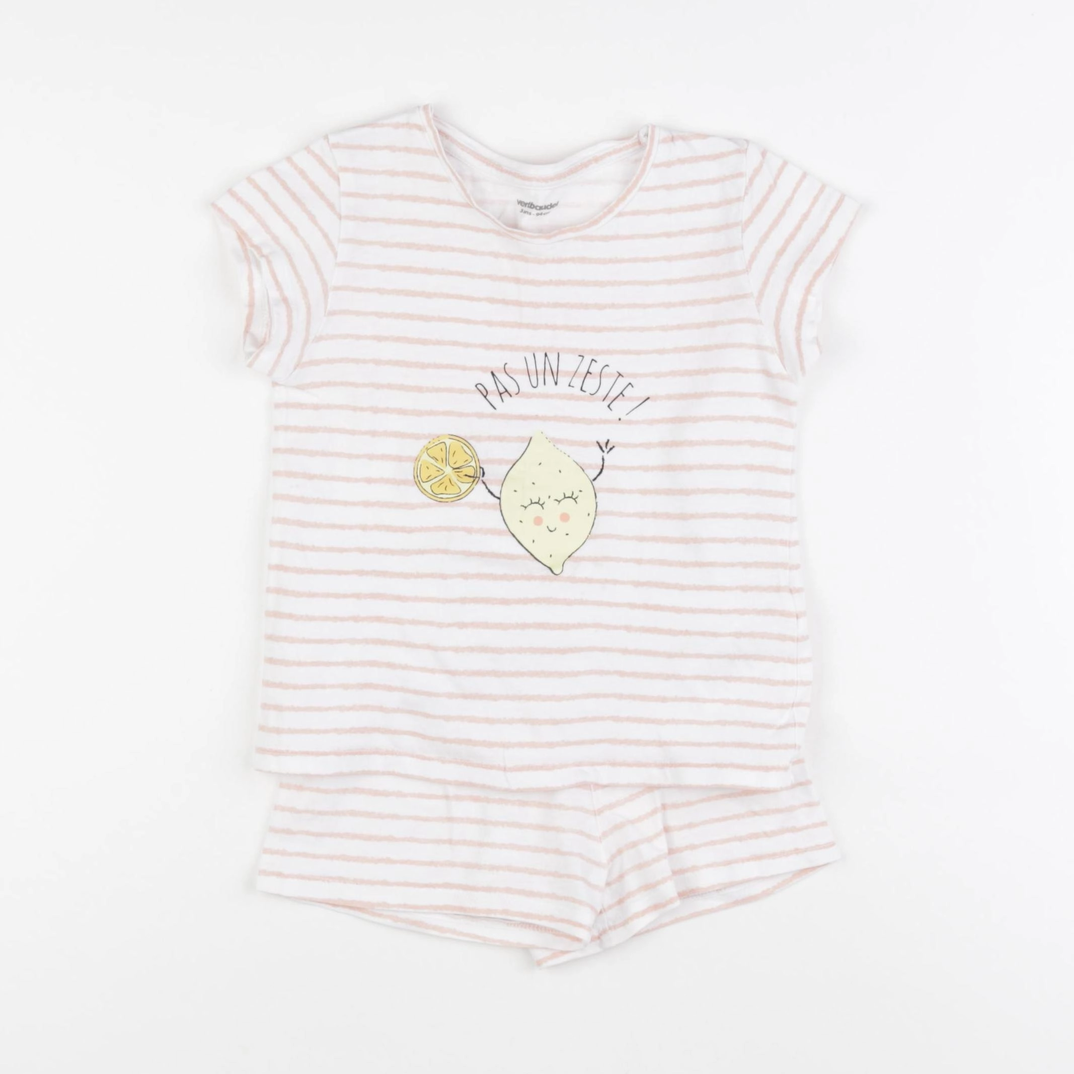 Vertbaudet - pyjama coton blanc, rose - 3 ans