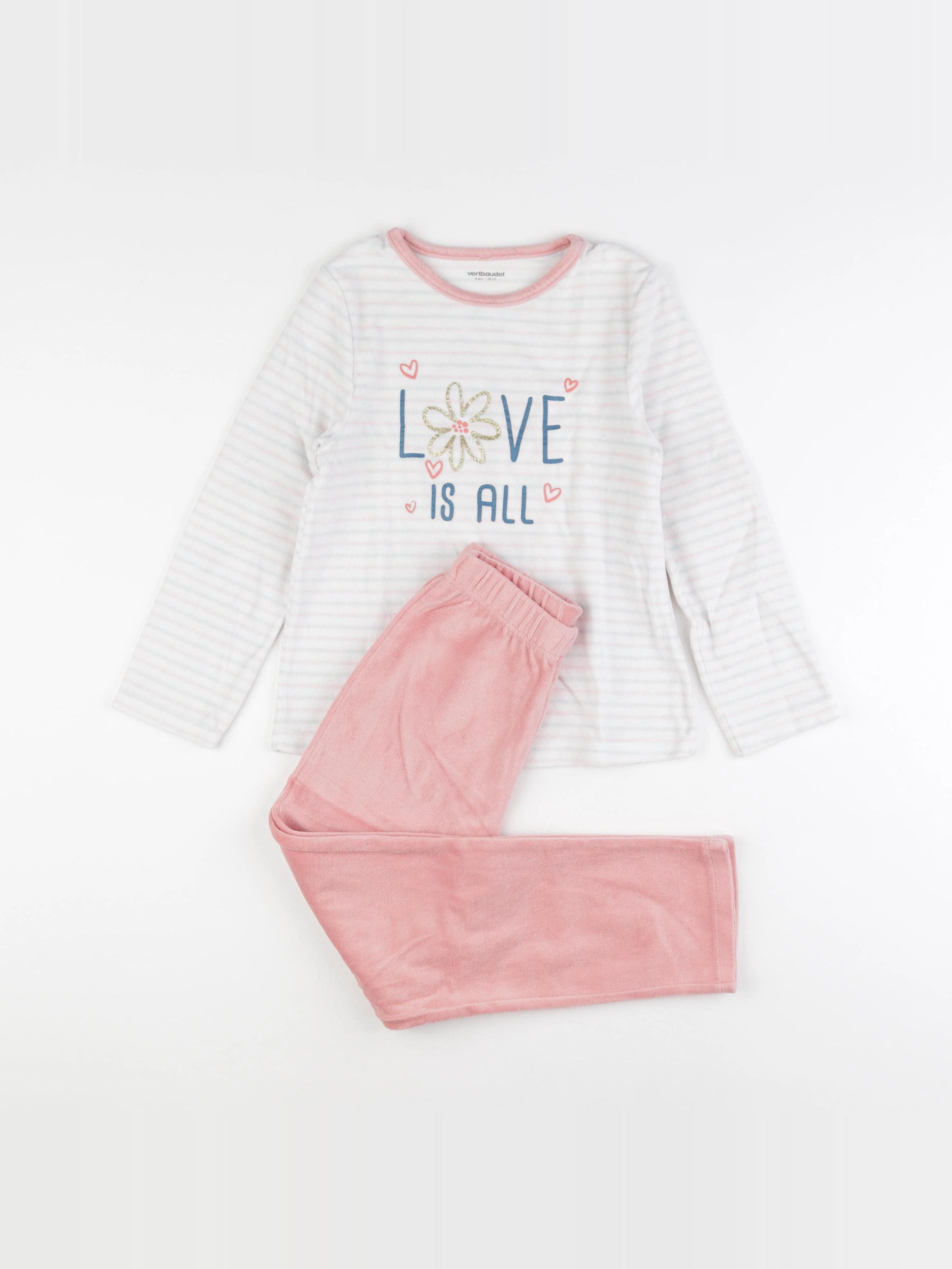 Vertbaudet - pyjama velours multicolore - 8 ans