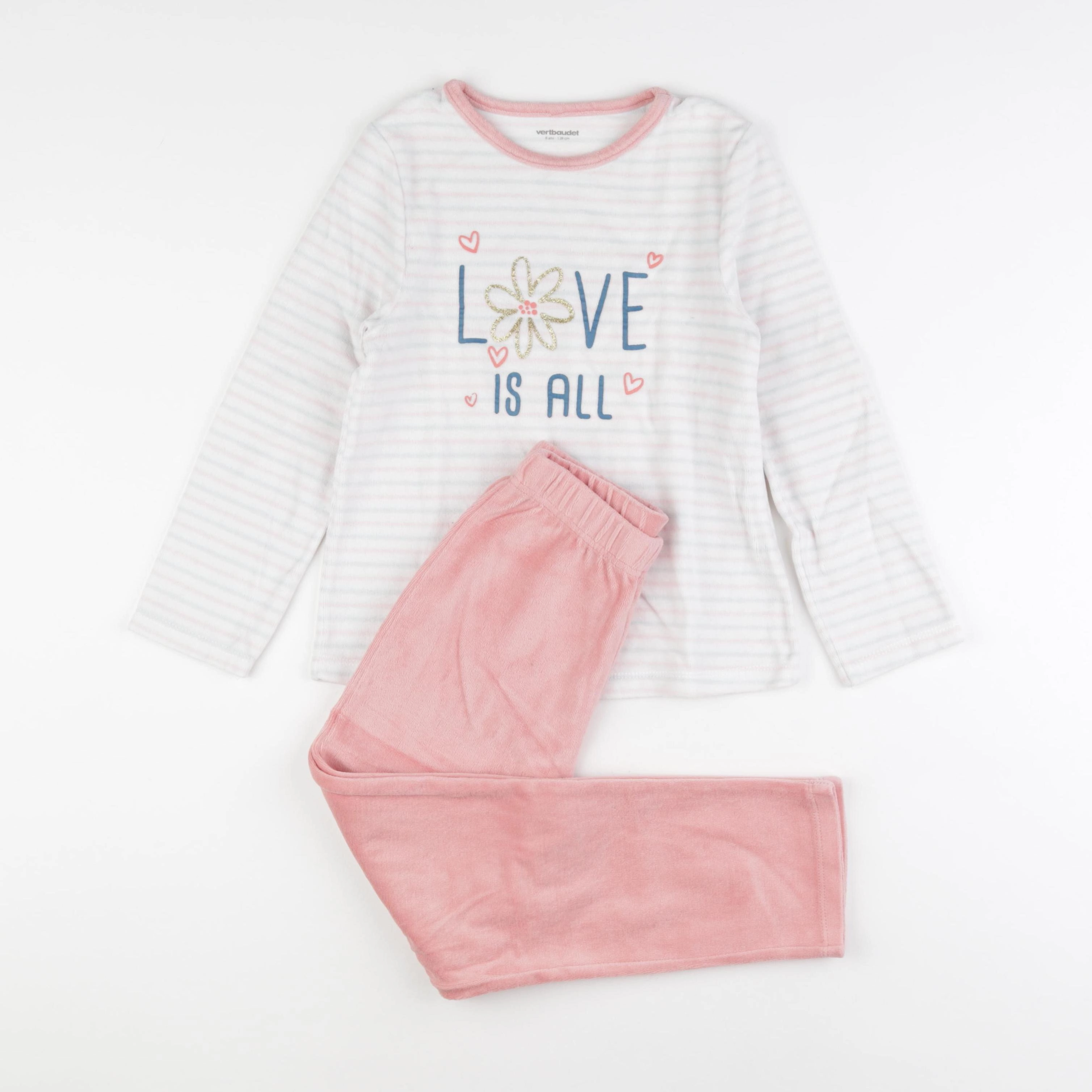 Vertbaudet - pyjama velours multicolore - 8 ans