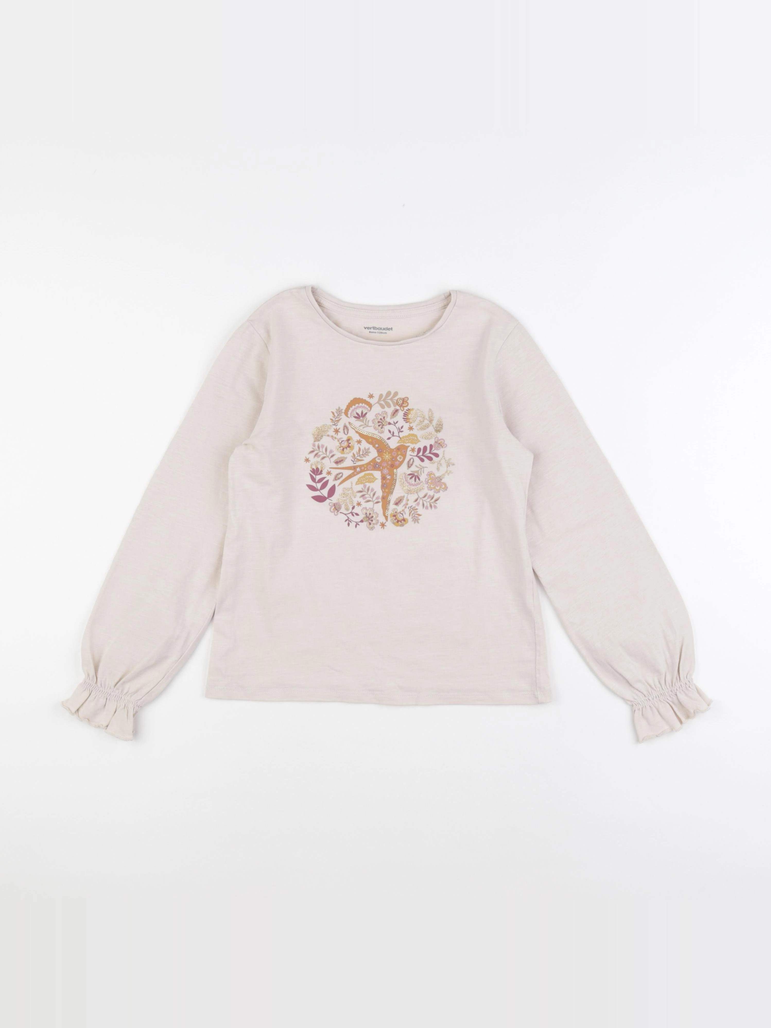 Vertbaudet - tee-shirt beige - 8 ans