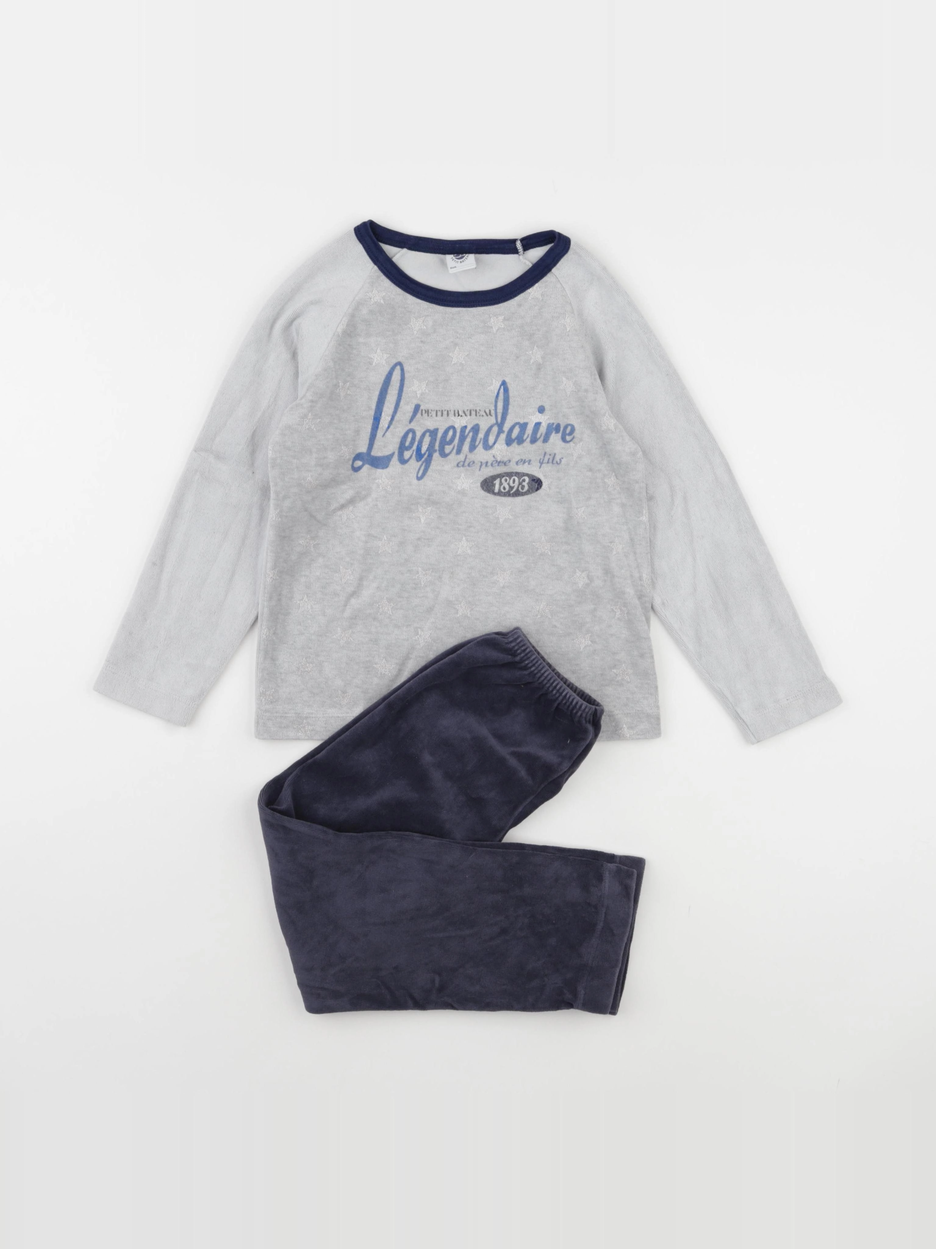 Petit Bateau - pyjama velours gris - 6 ans