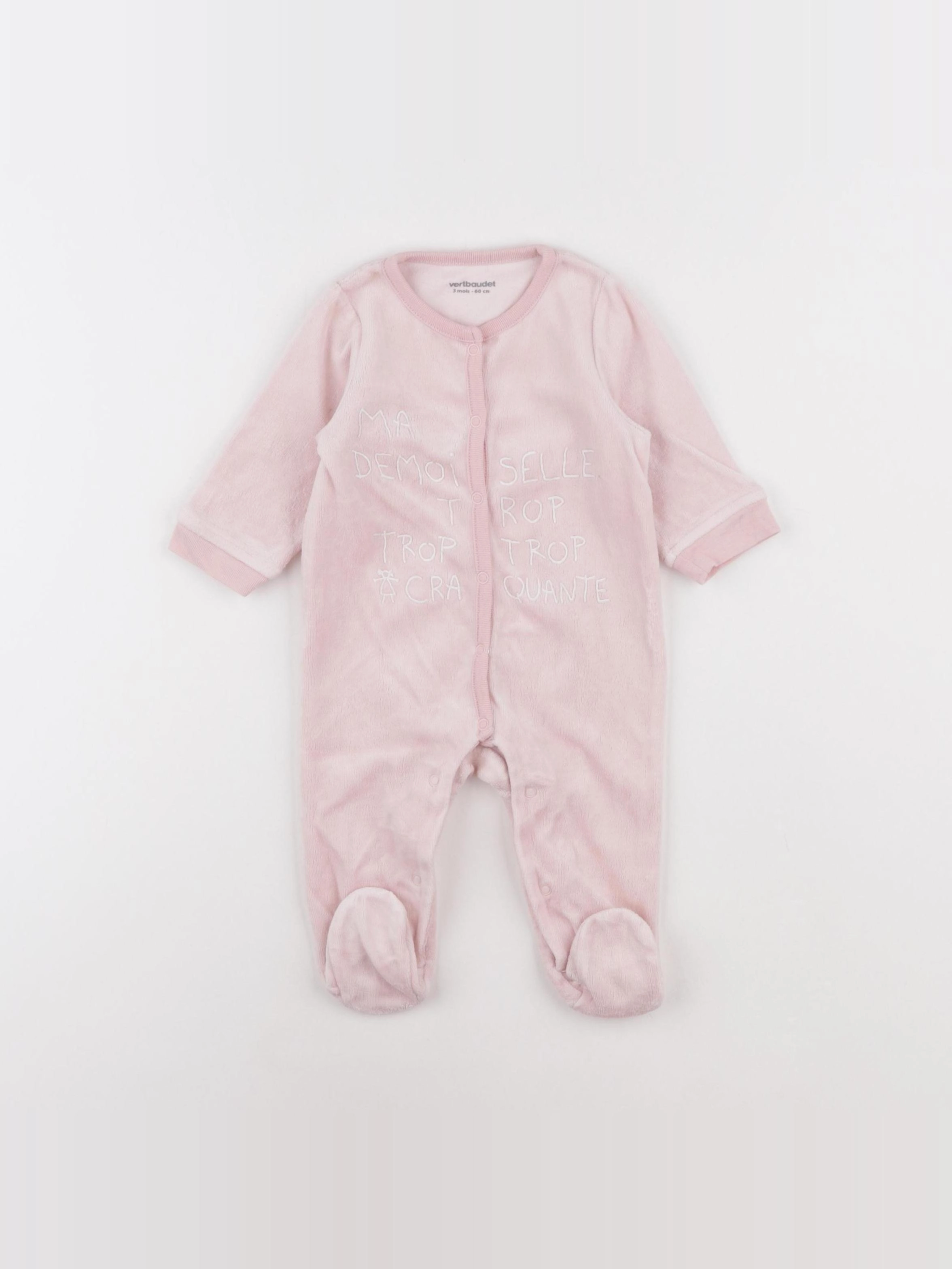 Vertbaudet - pyjama velours rose - 3 mois