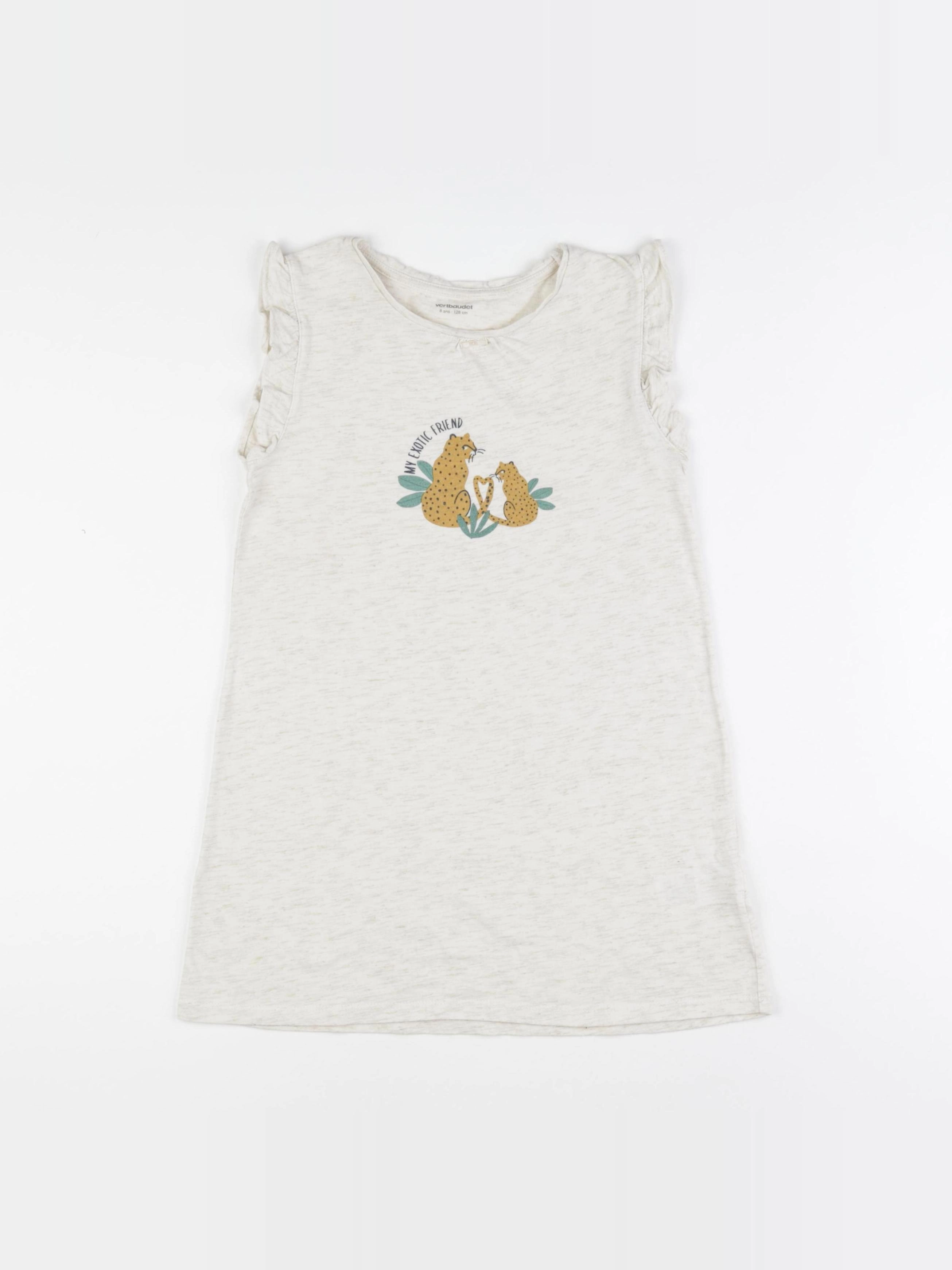 Vertbaudet - chemise de nuit coton beige - 8 ans