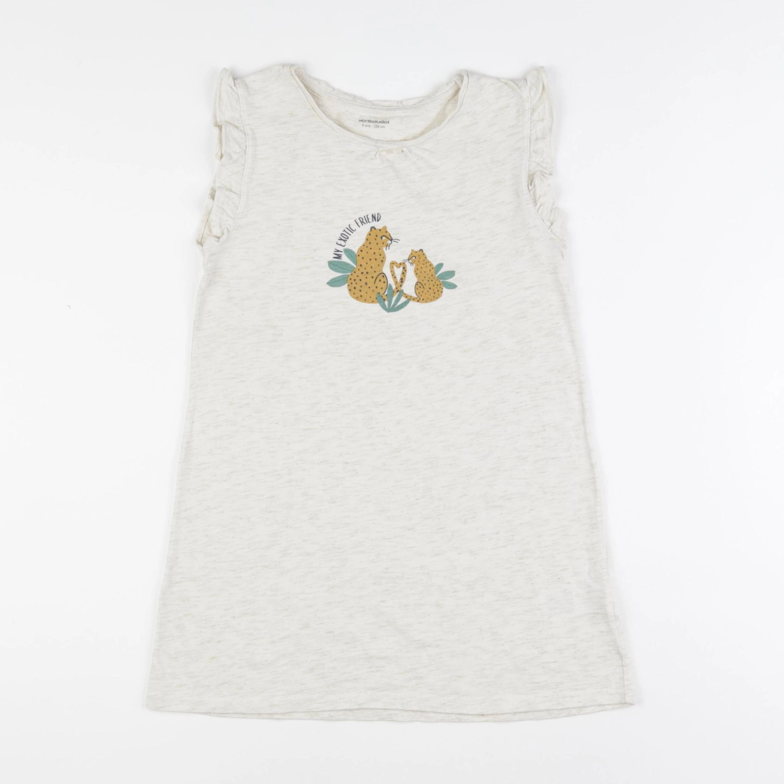 Vertbaudet - chemise de nuit coton beige - 8 ans