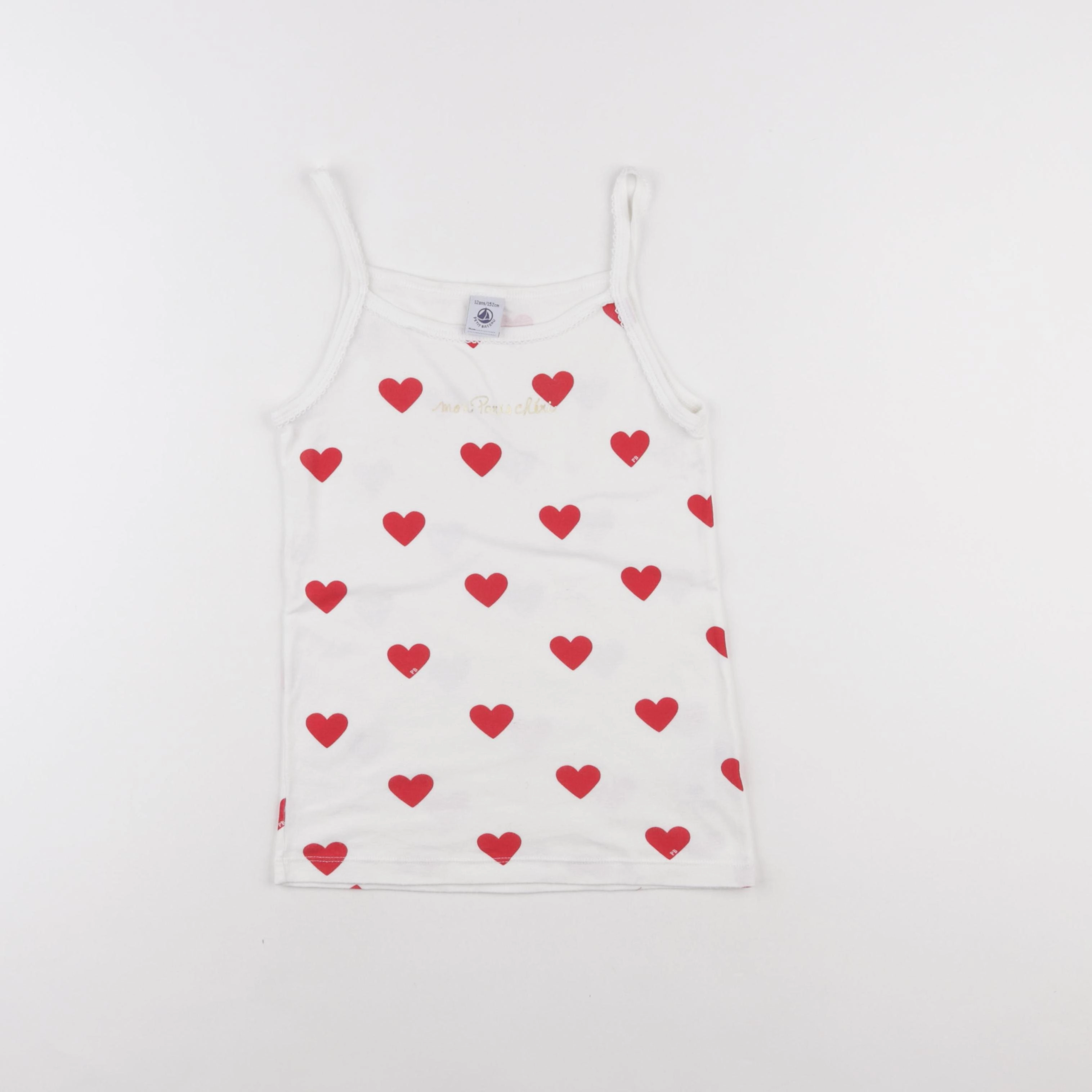 Petit Bateau - maillot de corps blanc, rouge - 12 ans