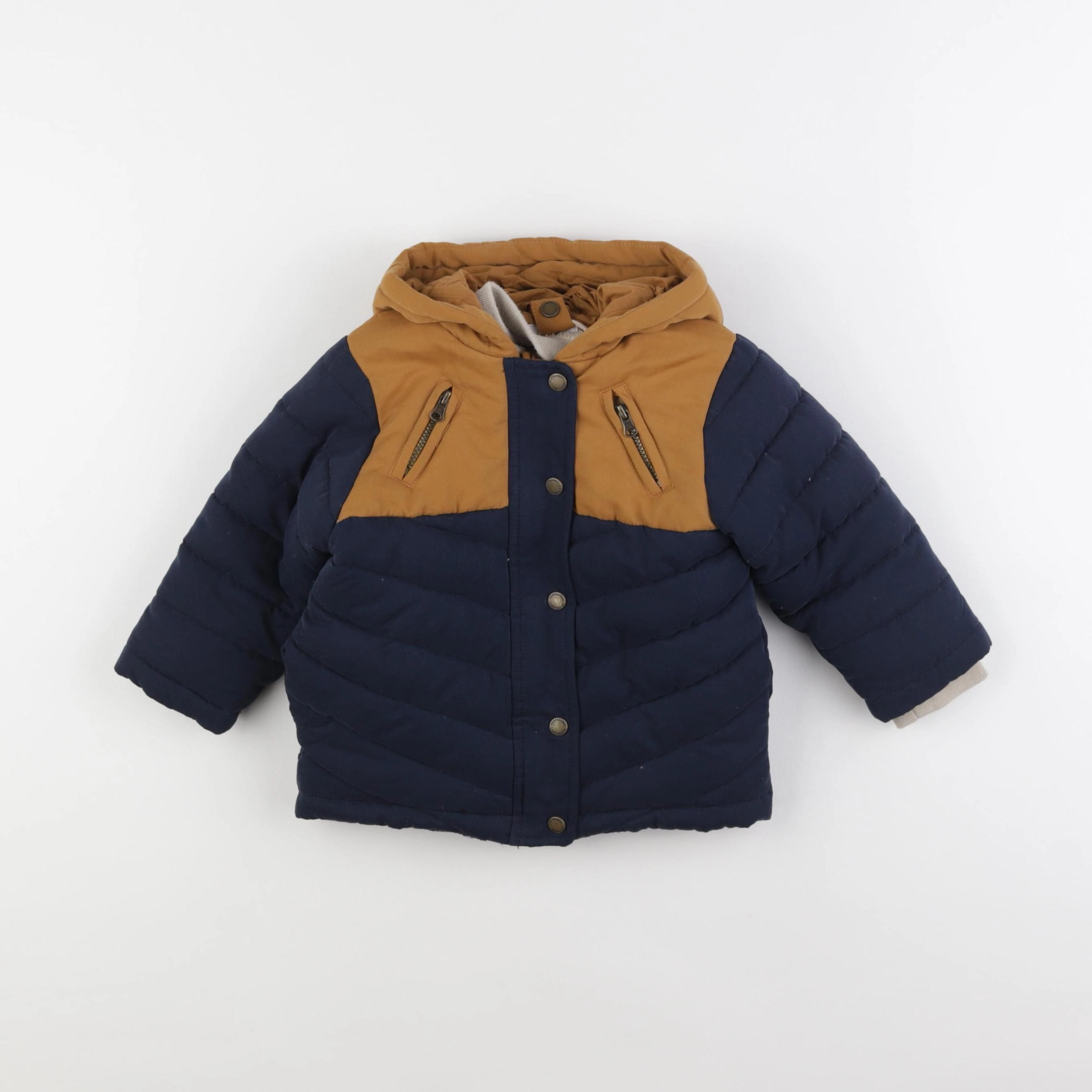Vertbaudet - manteau doublure amovible bleu - 18 mois