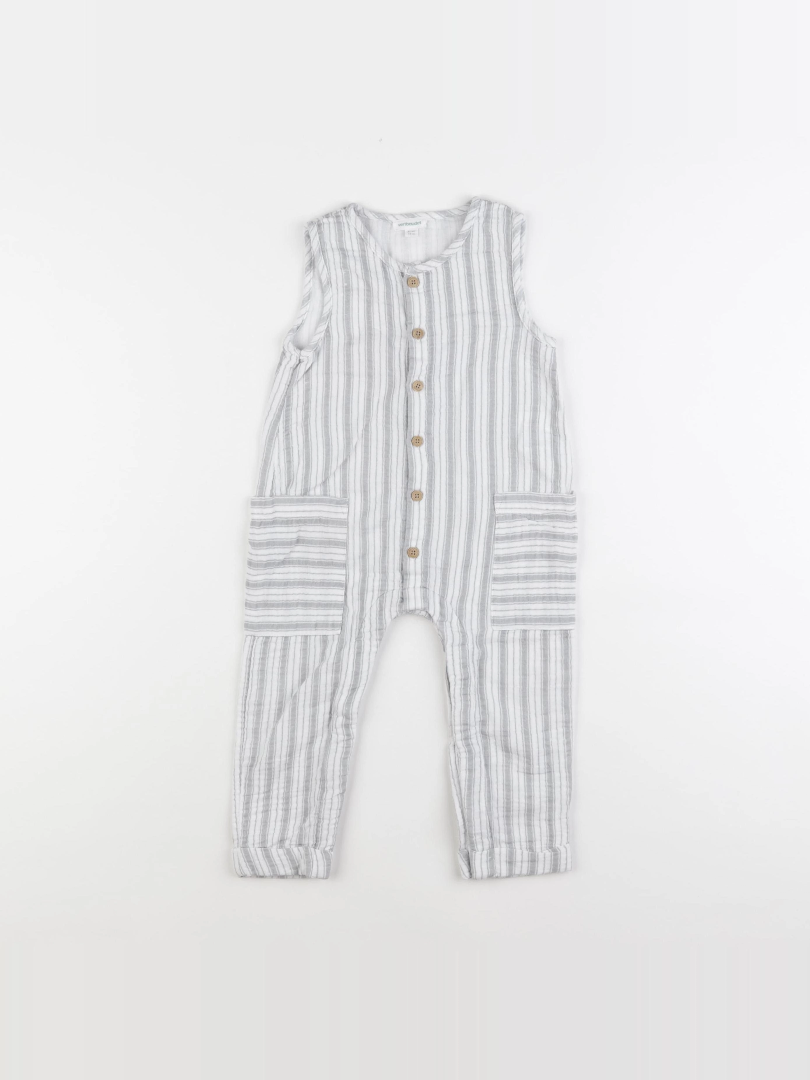 Vertbaudet - combinaison blanc, gris - 18 mois