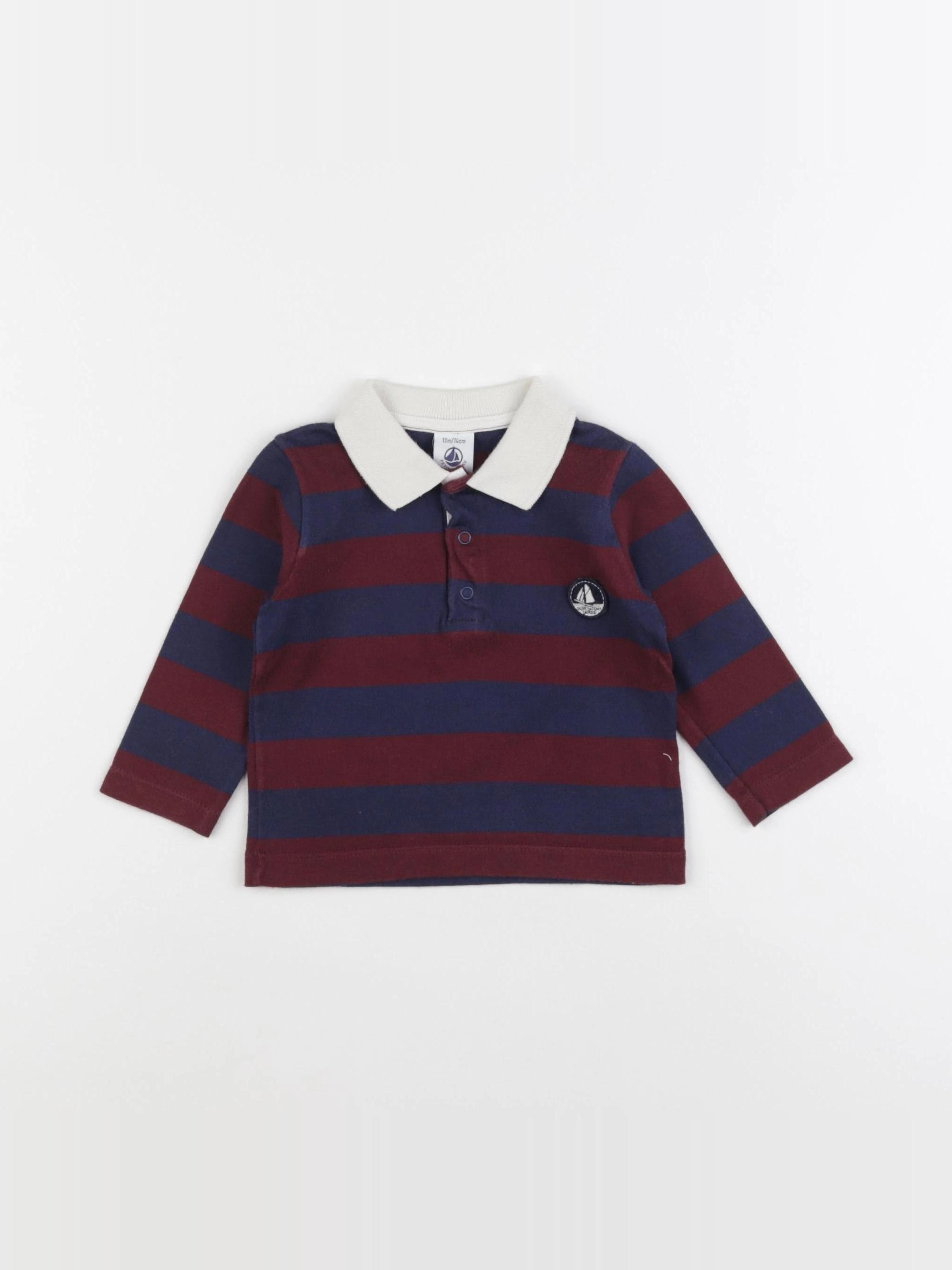 Petit Bateau - polo bleu, rouge - 12 mois
